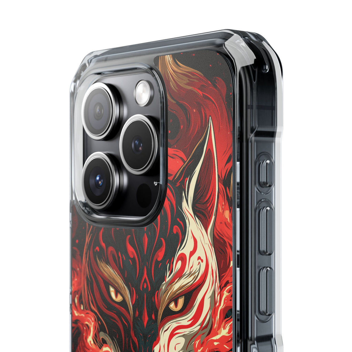 Crimson Kitsune Spirit · Clear Impact Magnetic Phone Case for iPhone · Red