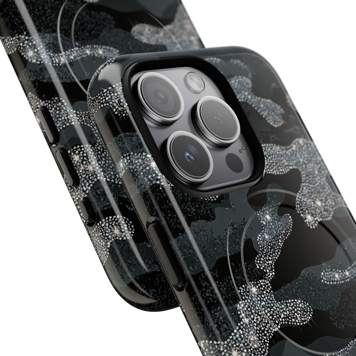 Glitter Shadow Camo · Tough 2.0 Magnetic Phone Case for iPhone · Black