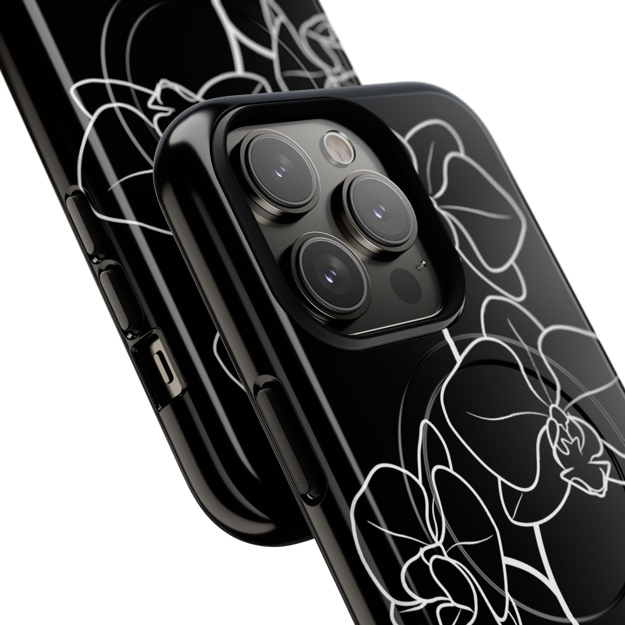 Black Tough 2.0 Magsafe Phone Case for iPhone - Noir Alabaster Orchid