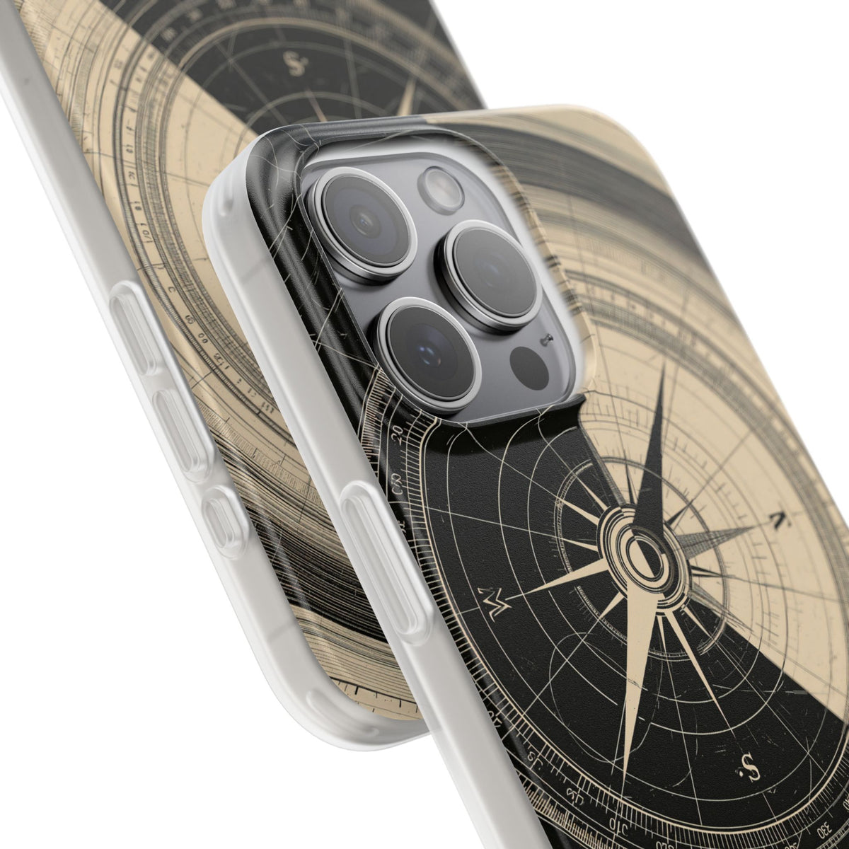 Beige Lite Phone Case for iPhone - Obsidian Nautical Blueprint