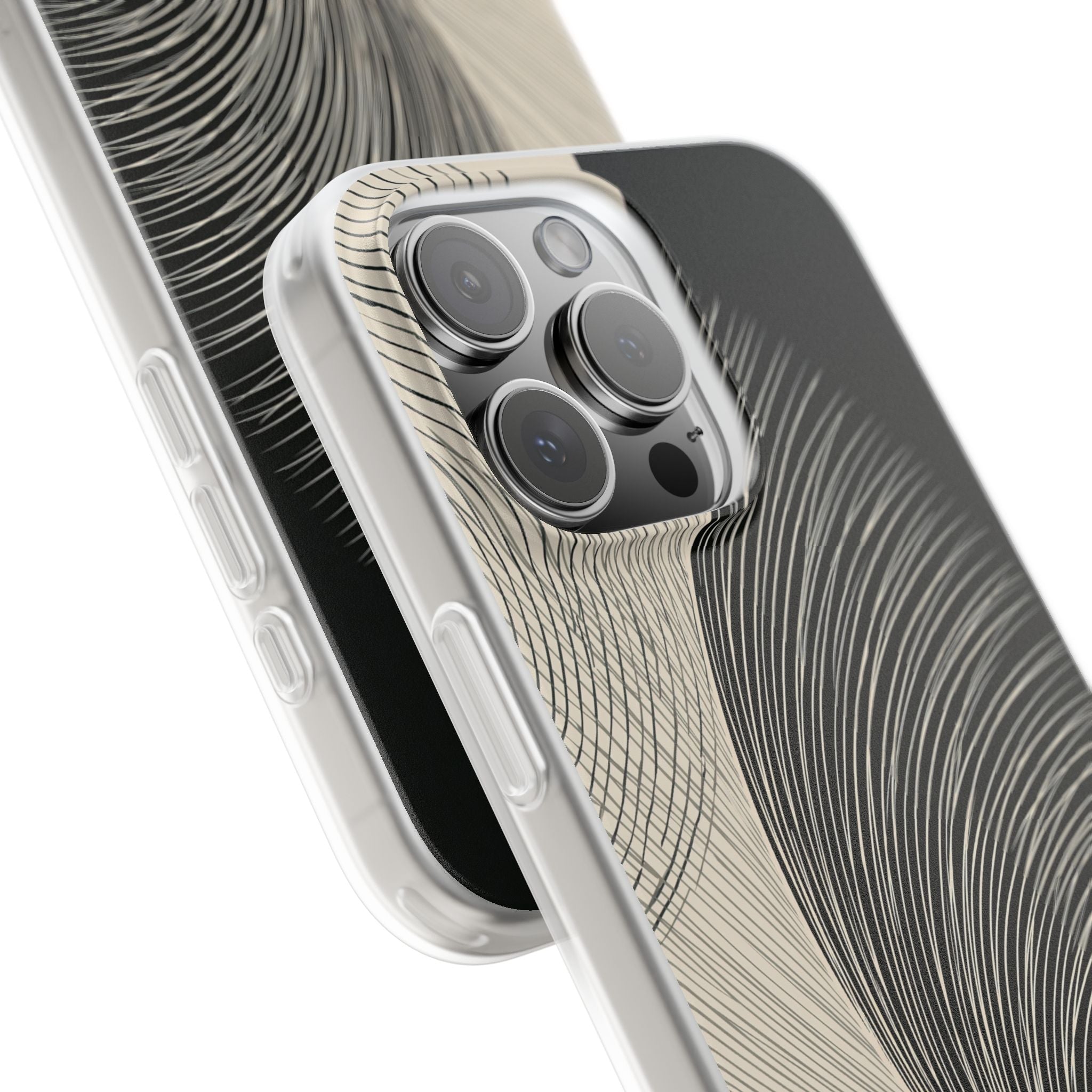 Beige Lite Phone Case for iPhone - Obsidian Cream Plume