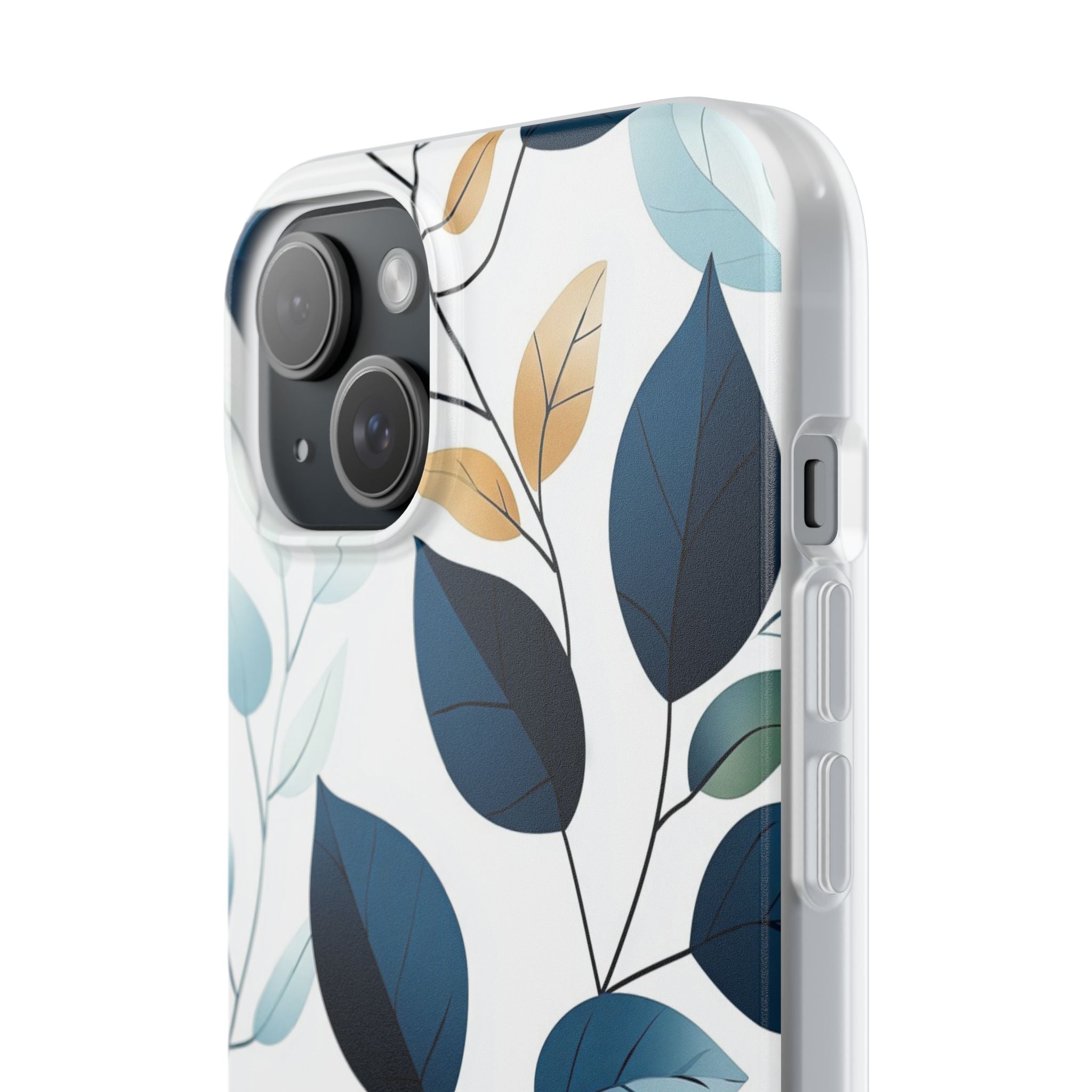 Navy Leaf Veins iPhone 15 Plus Case - Soft