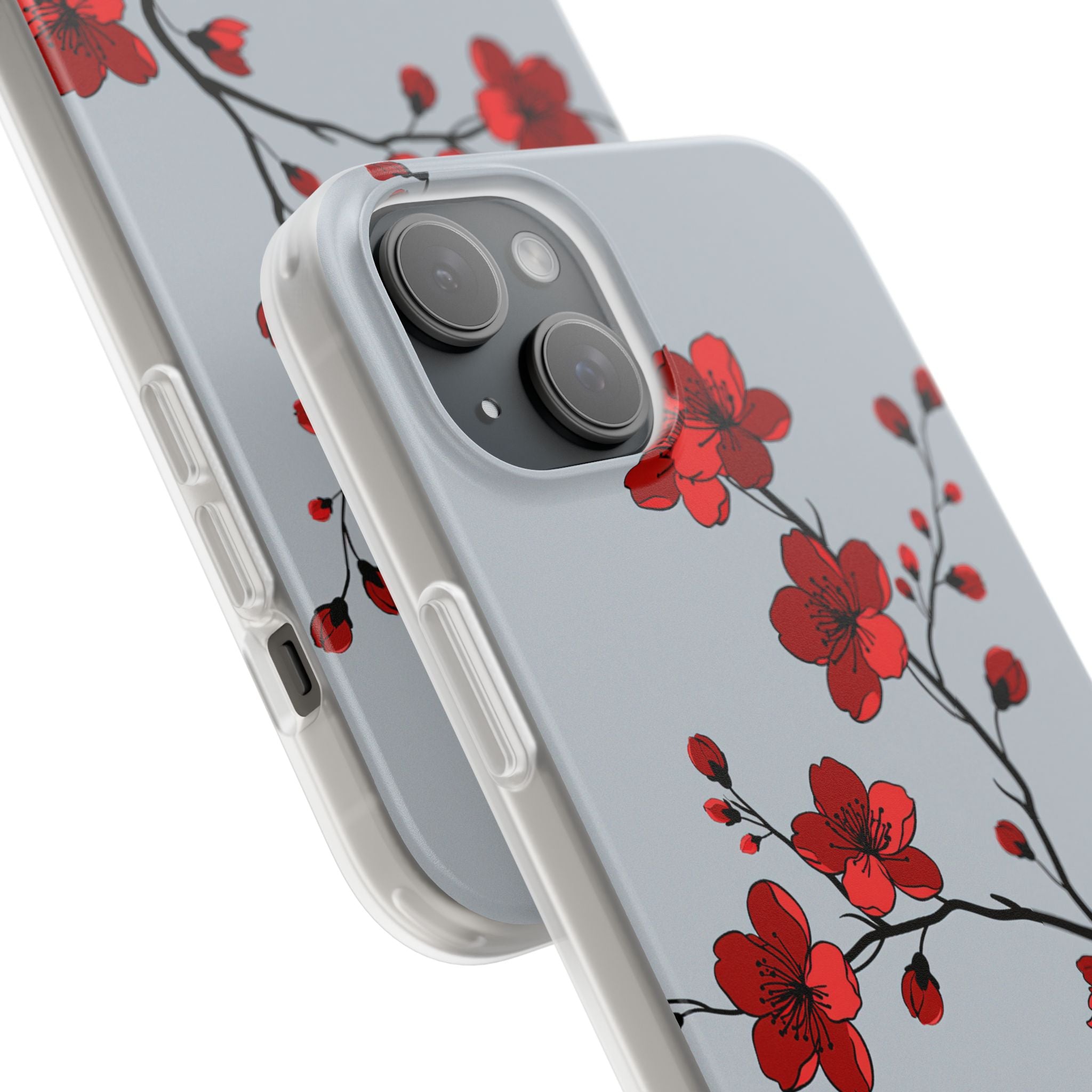 Grey Lite Phone Case for iPhone - Crimson Blossom Onyx