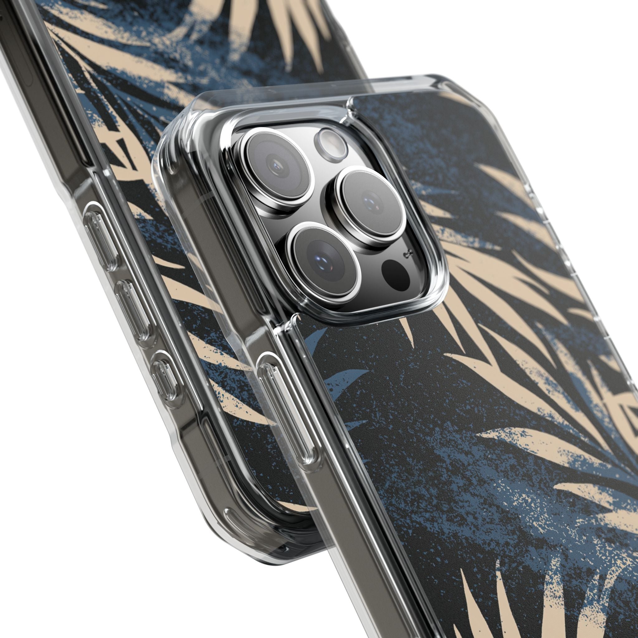 Blue Impact MagSafe Phone Case for iPhone - Midnight Indigo Palm