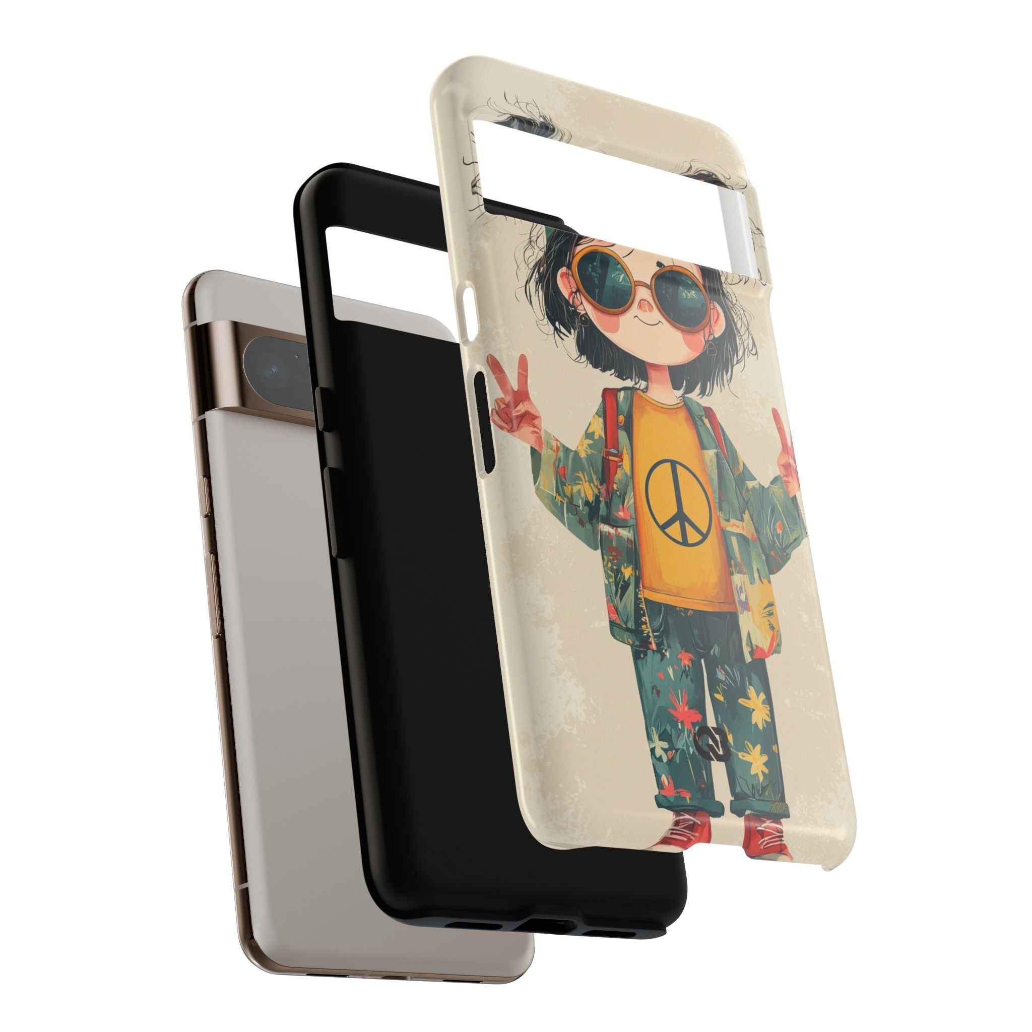 Retro Peace Girl · Coque de téléphone Tough pour Google Pixel