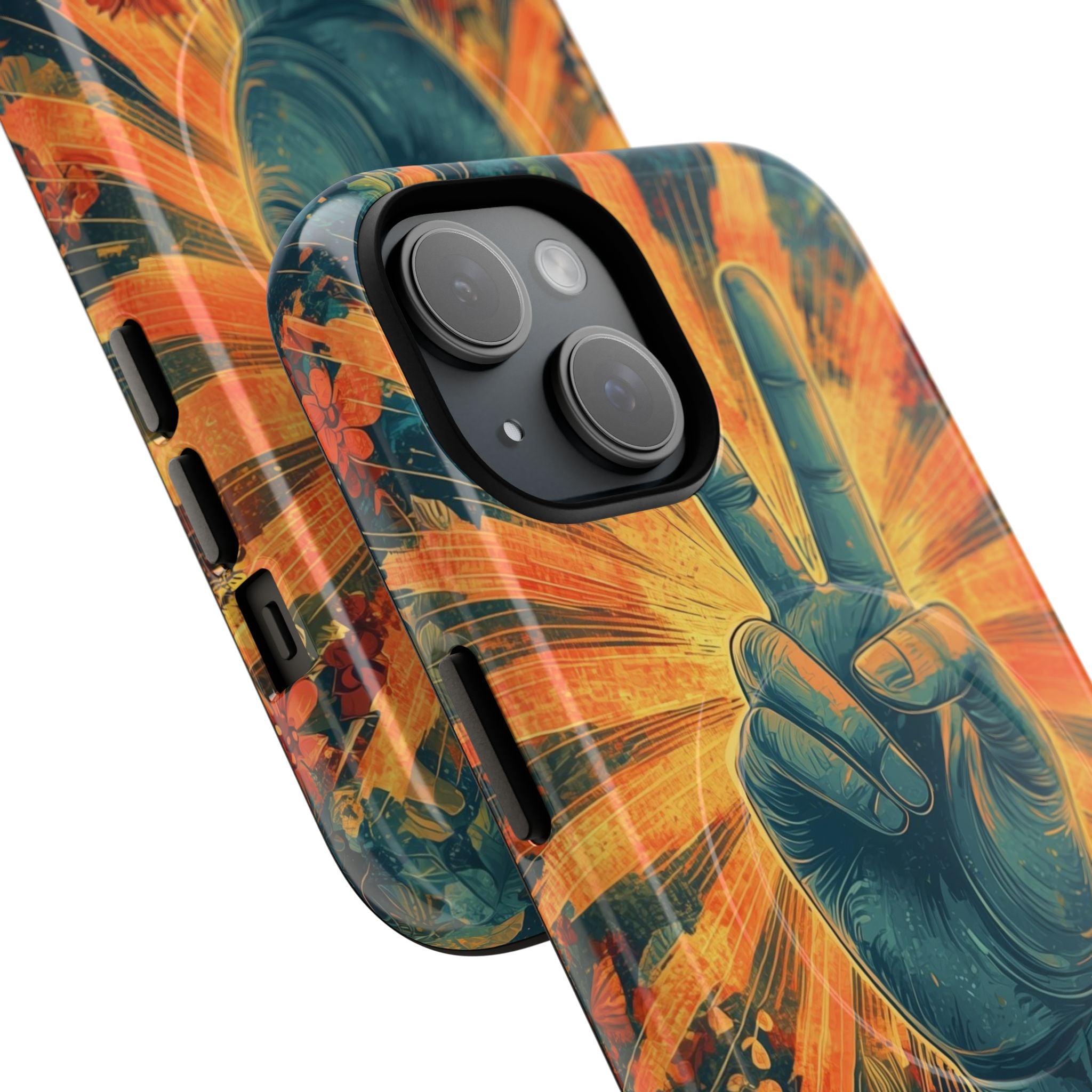 Fleur de paix radieuse · Coque de téléphone Tough+ pour iPhone · Magsafe