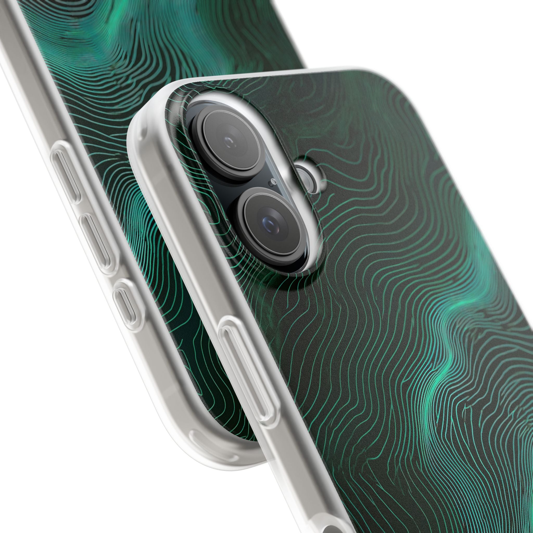 Teal Lite Phone Case for iPhone - Neon Jade Contour