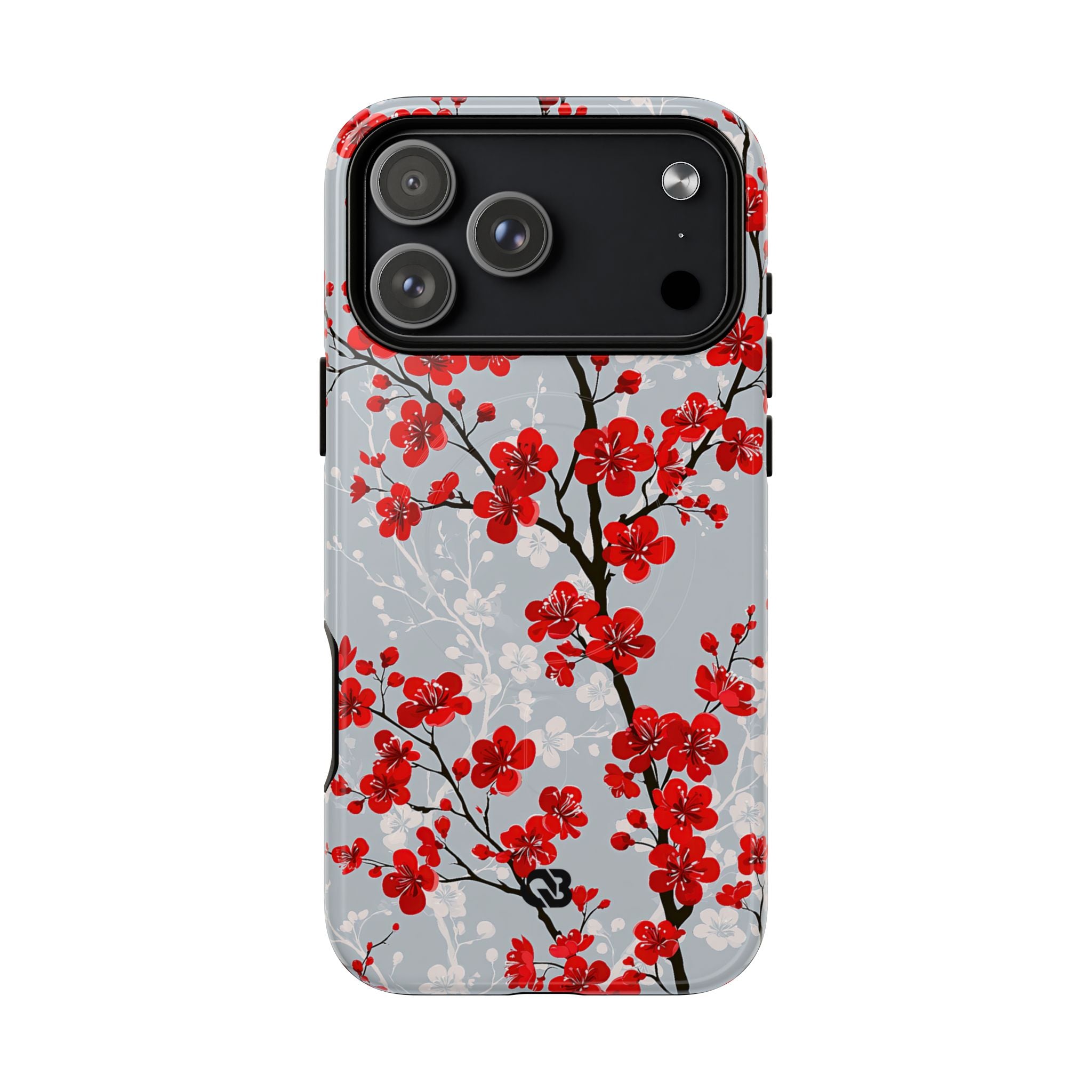 Grey Tough 2.0 Magsafe Phone Case for iPhone - Crimson Sakura Slate