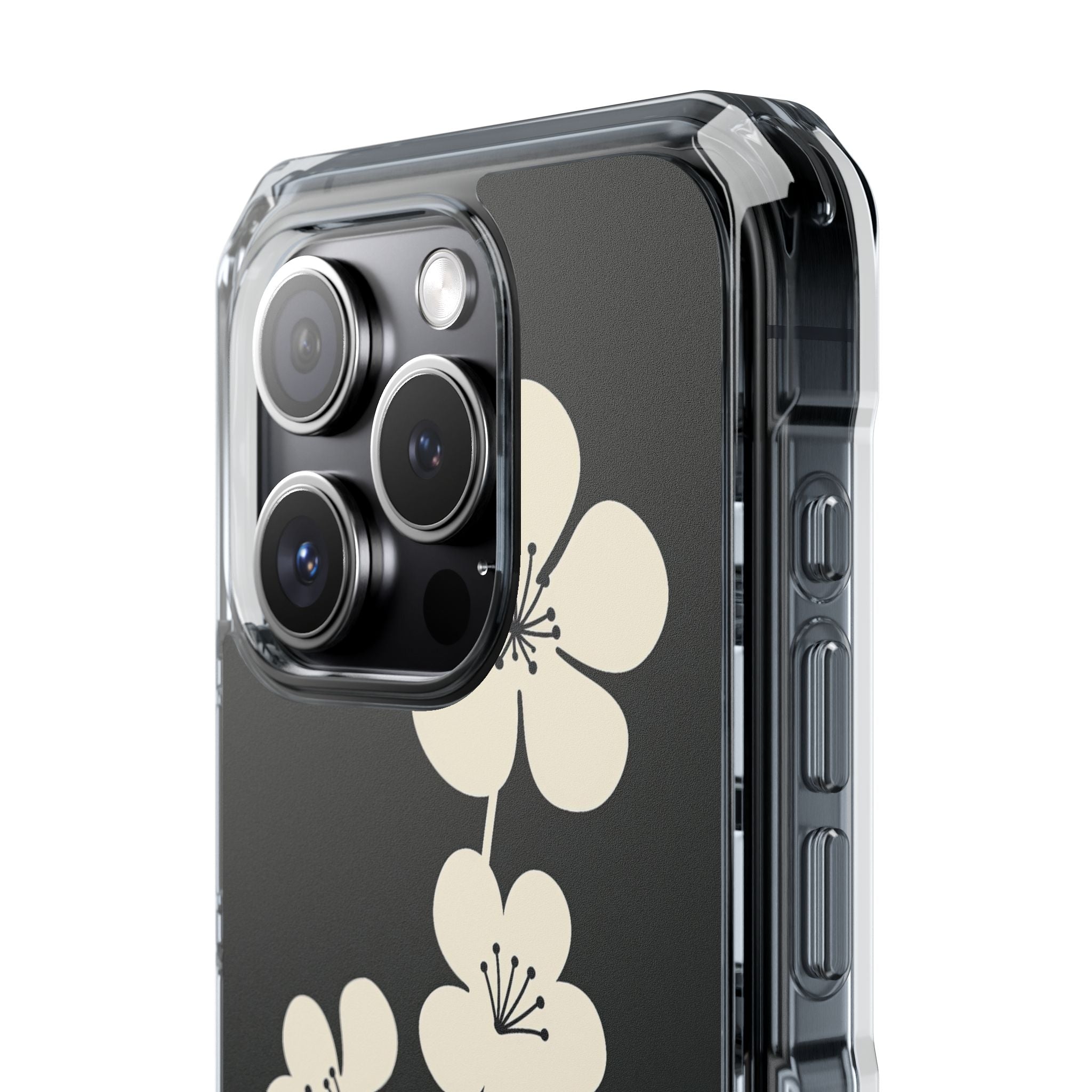 Black Impact MagSafe Phone Case for iPhone - Obsidian Cream Bloom