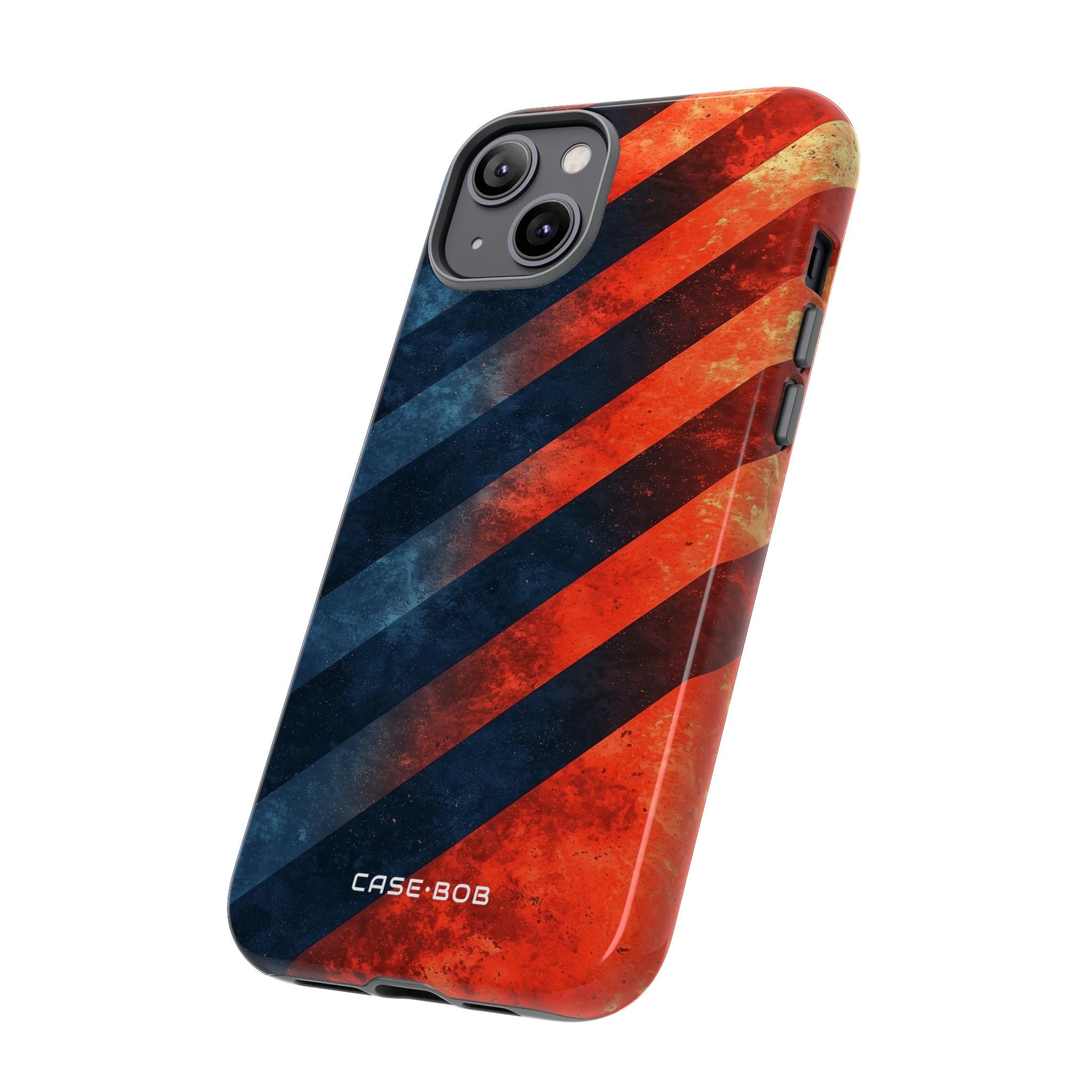 Diagonal Stripes Blaze iPhone 14 Plus Cover - Tough