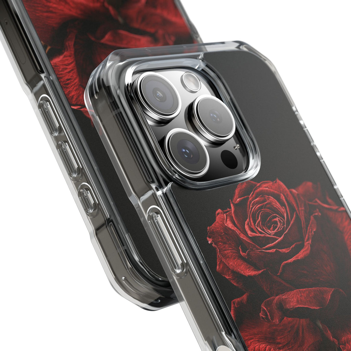 Crimson Noir Rose · Clear Impact Magnetic Phone Case for iPhone · Black