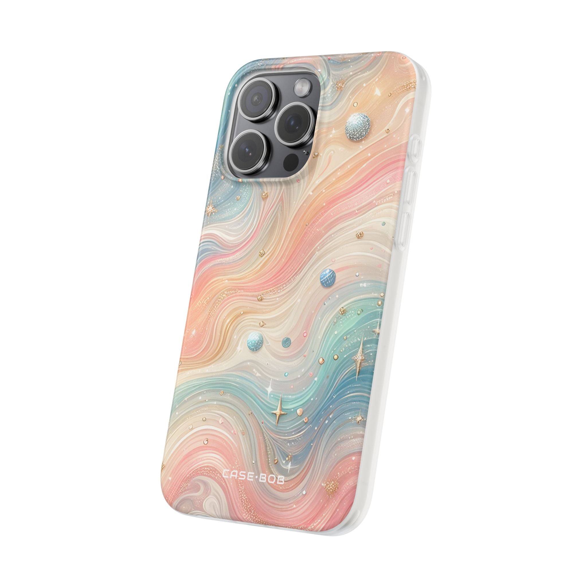 Iridescent Swirls iPhone 15 Pro Max -pehmeä suojakotelo