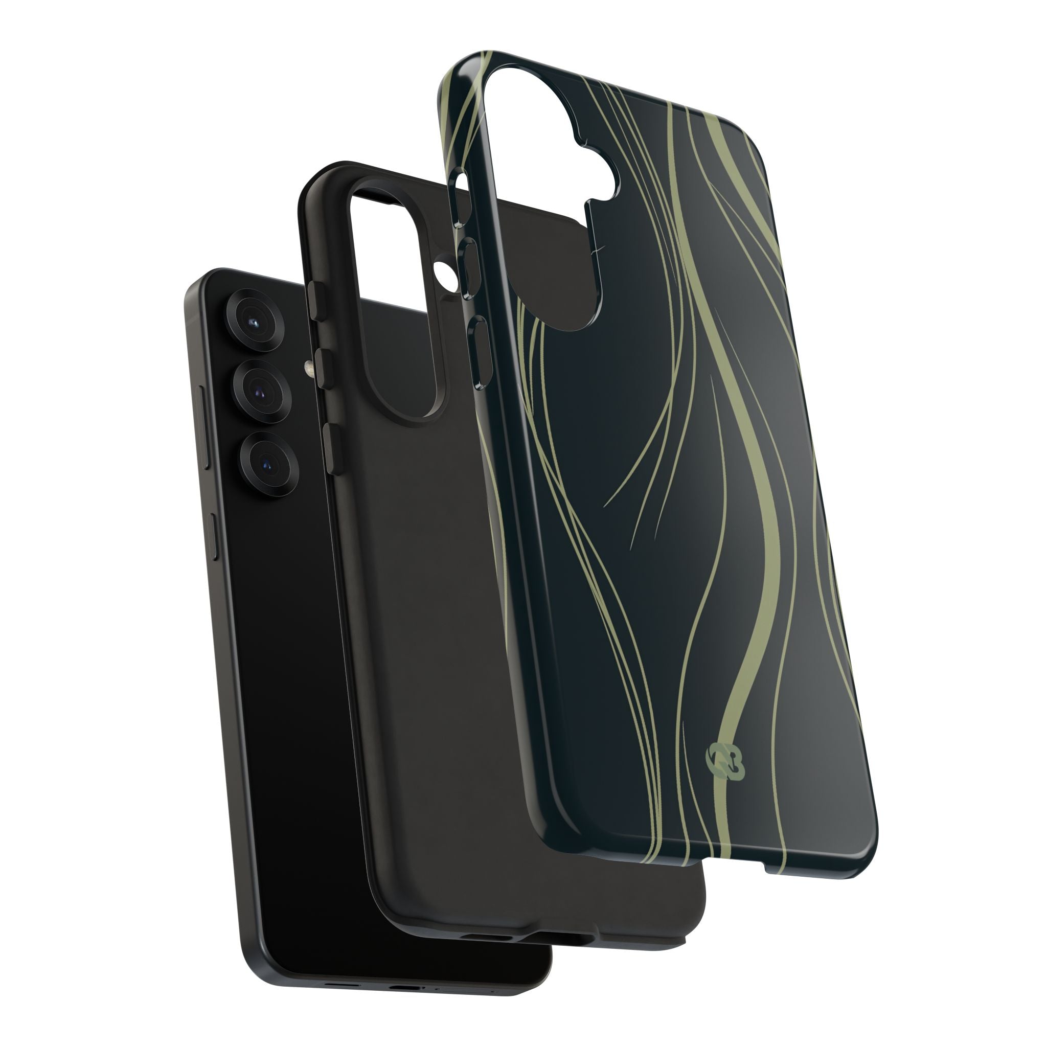 Green Tough Phone Case for Samsung - Obsidian Sage Flow