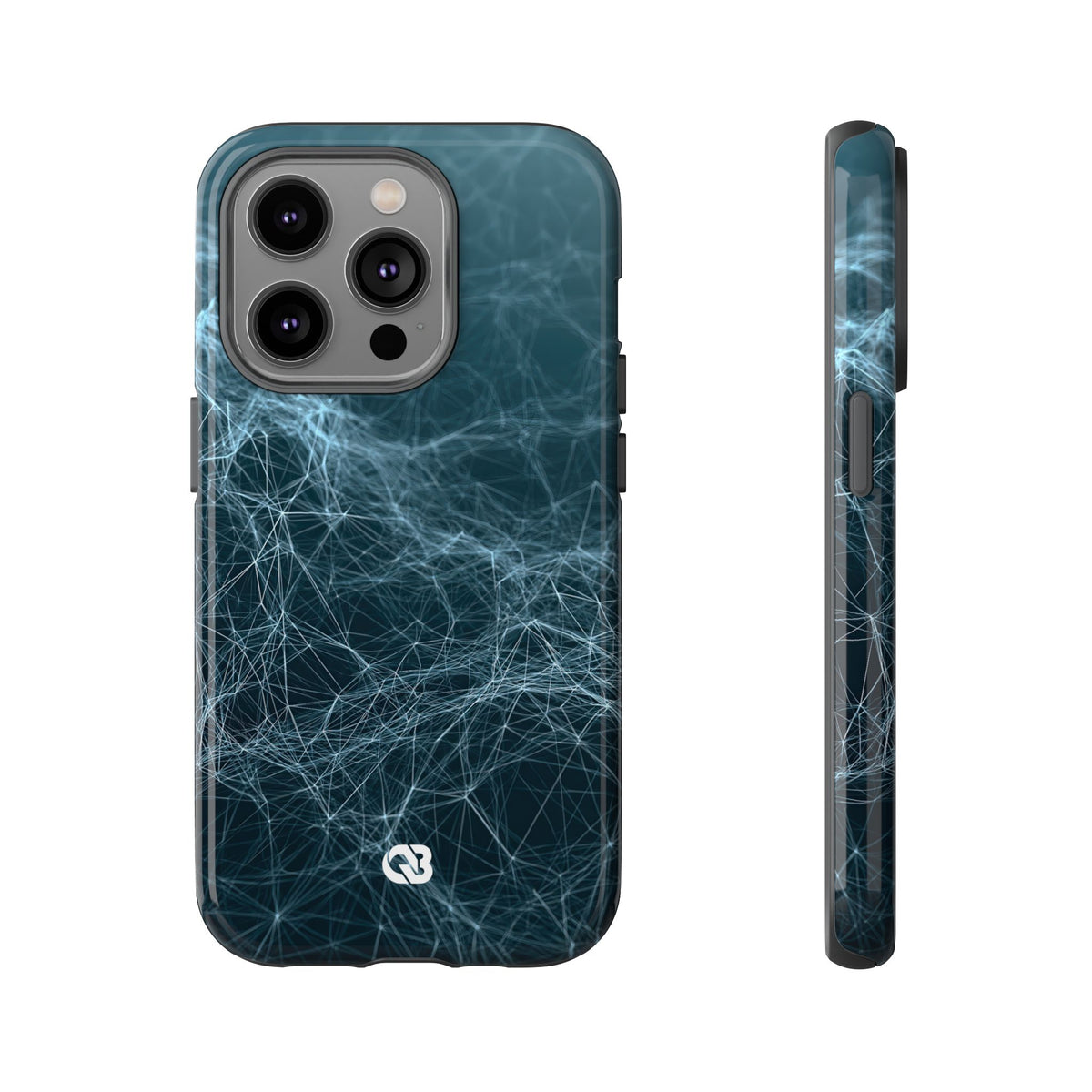Teal Tough Phone Case for iPhone - Arctic Neural Mesh
