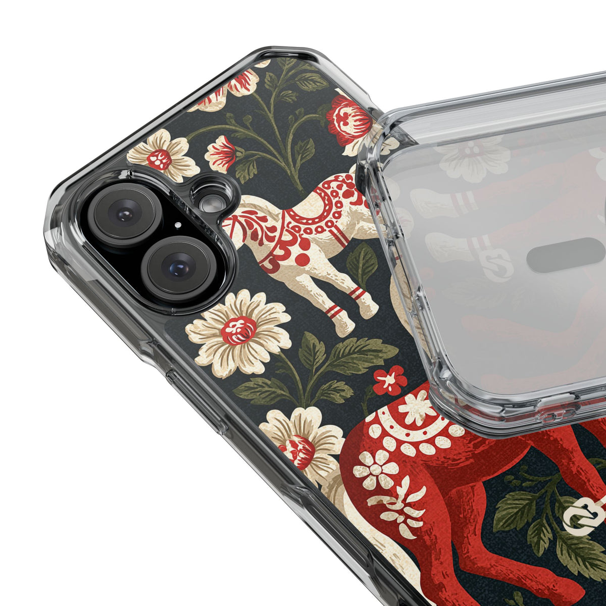 Nordic Dala Meadow · Clear Impact Magnetic Phone Case for iPhone · Red