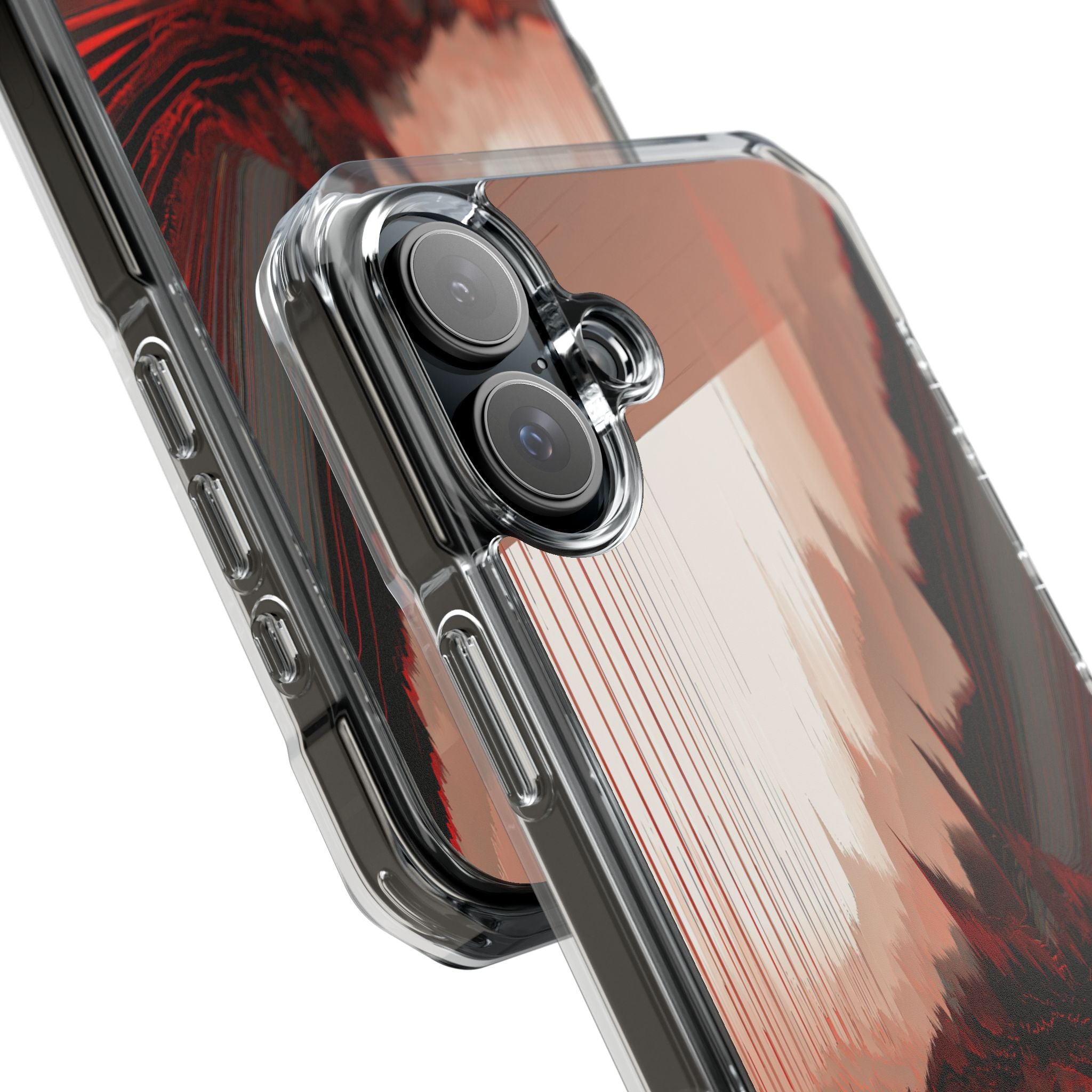 Red Impact MagSafe Phone Case for iPhone - Crimson Pulse Horizon