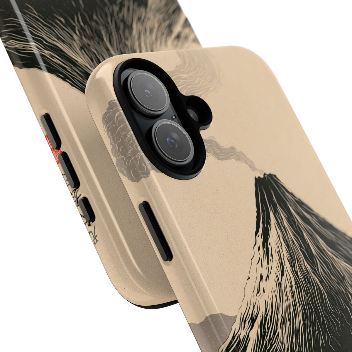 Beige Tough Phone Case for iPhone - Obsidian Ink Summit