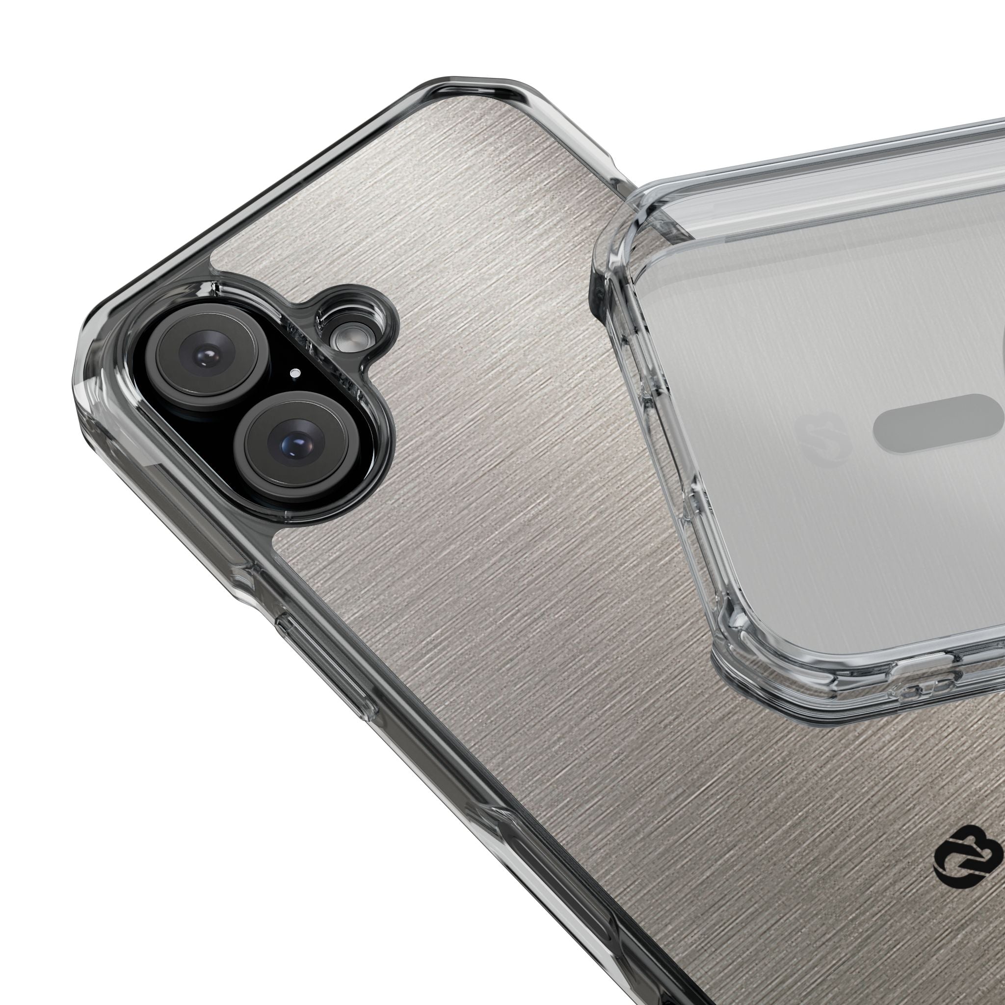 Grey Impact MagSafe Phone Case for iPhone - Brushed Nickel Linen