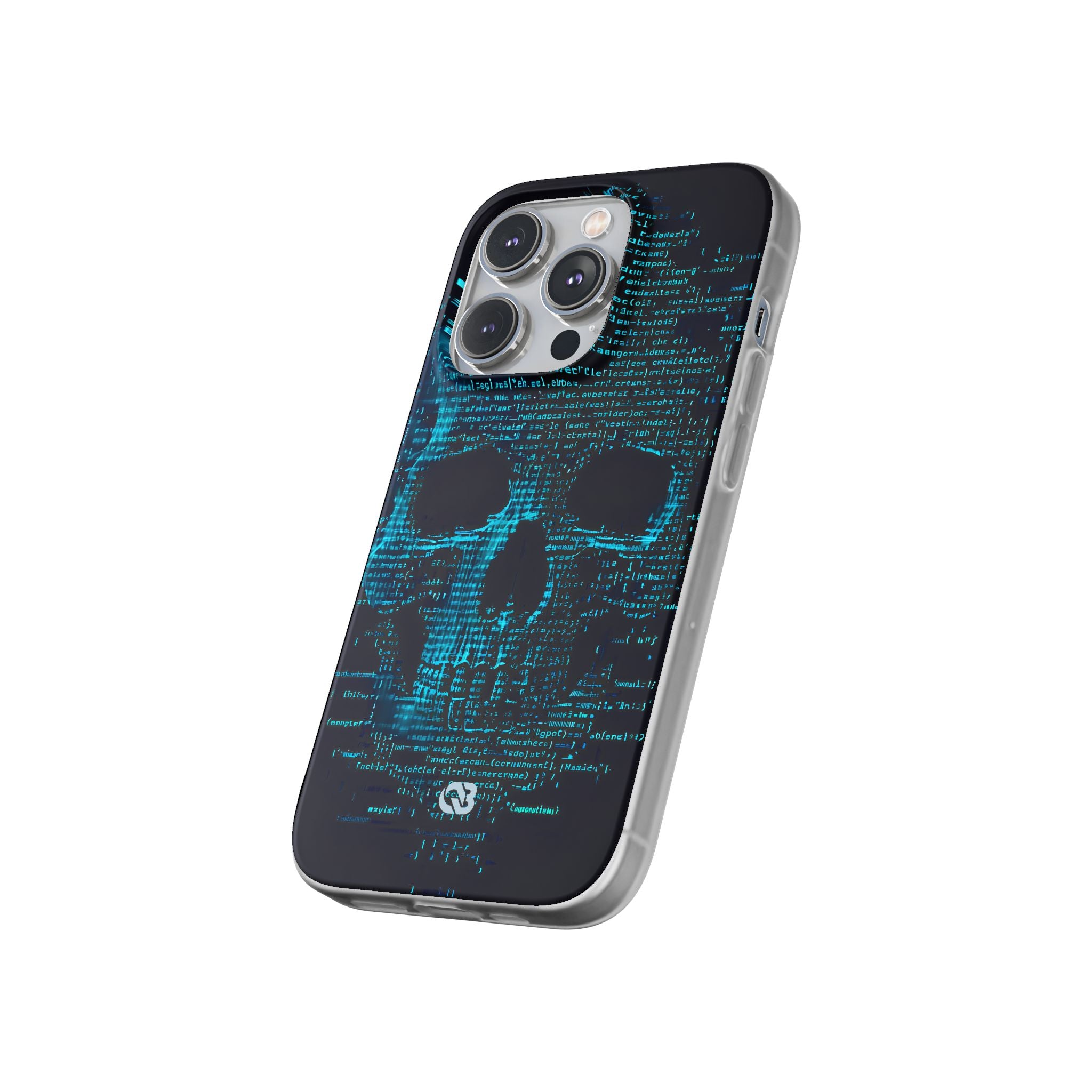 Cyan Glitch Skull · Soft Phone Case for iPhone