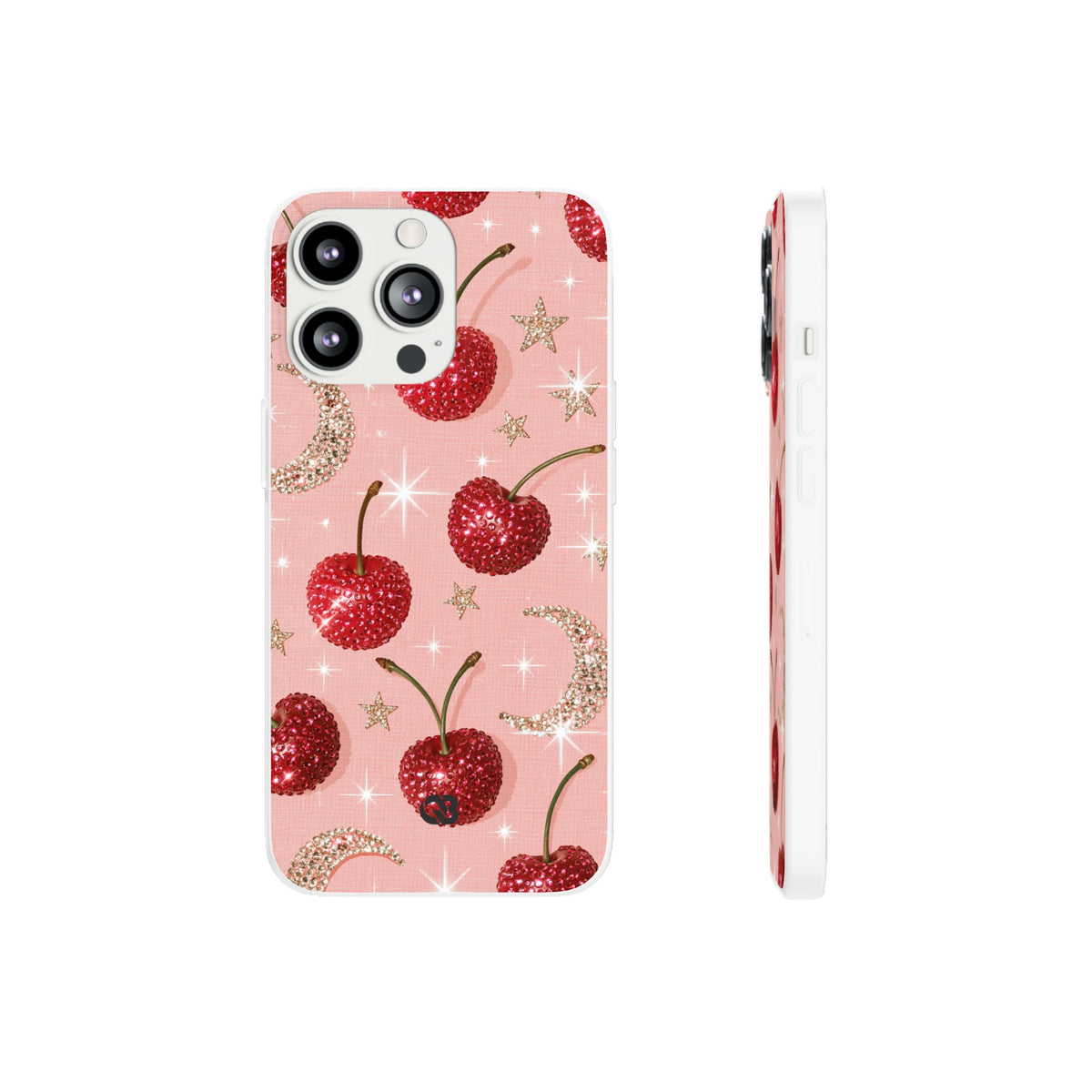 Bedazzled Ruby Cherries · Lite Phone Case for iPhone · Pink