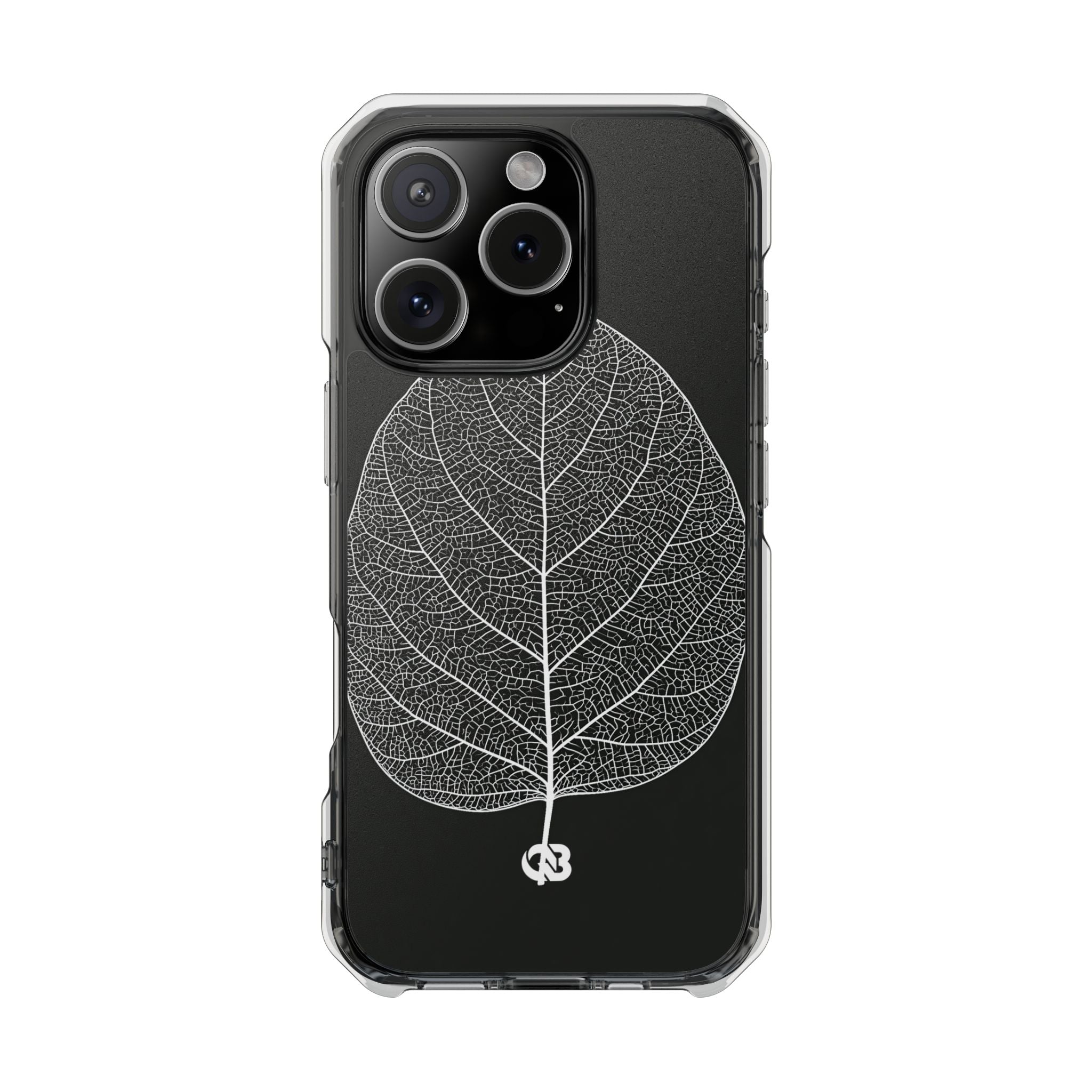 Black Impact MagSafe Phone Case for iPhone - Bleached Leaf Lattice