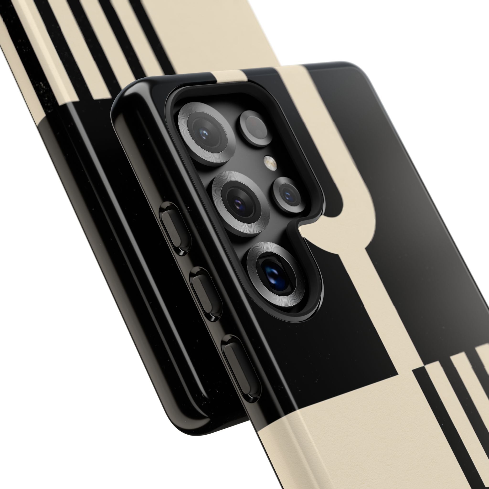Black Tough Phone Case for Samsung - Ivory Signal Grid