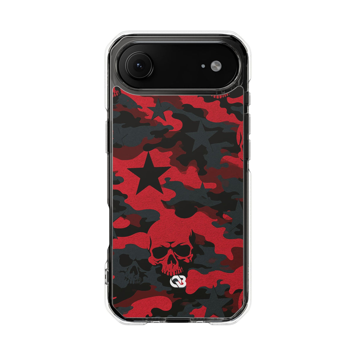 Crimson Skull Camo · Clear Impact Magnetic Phone Case for iPhone · Red