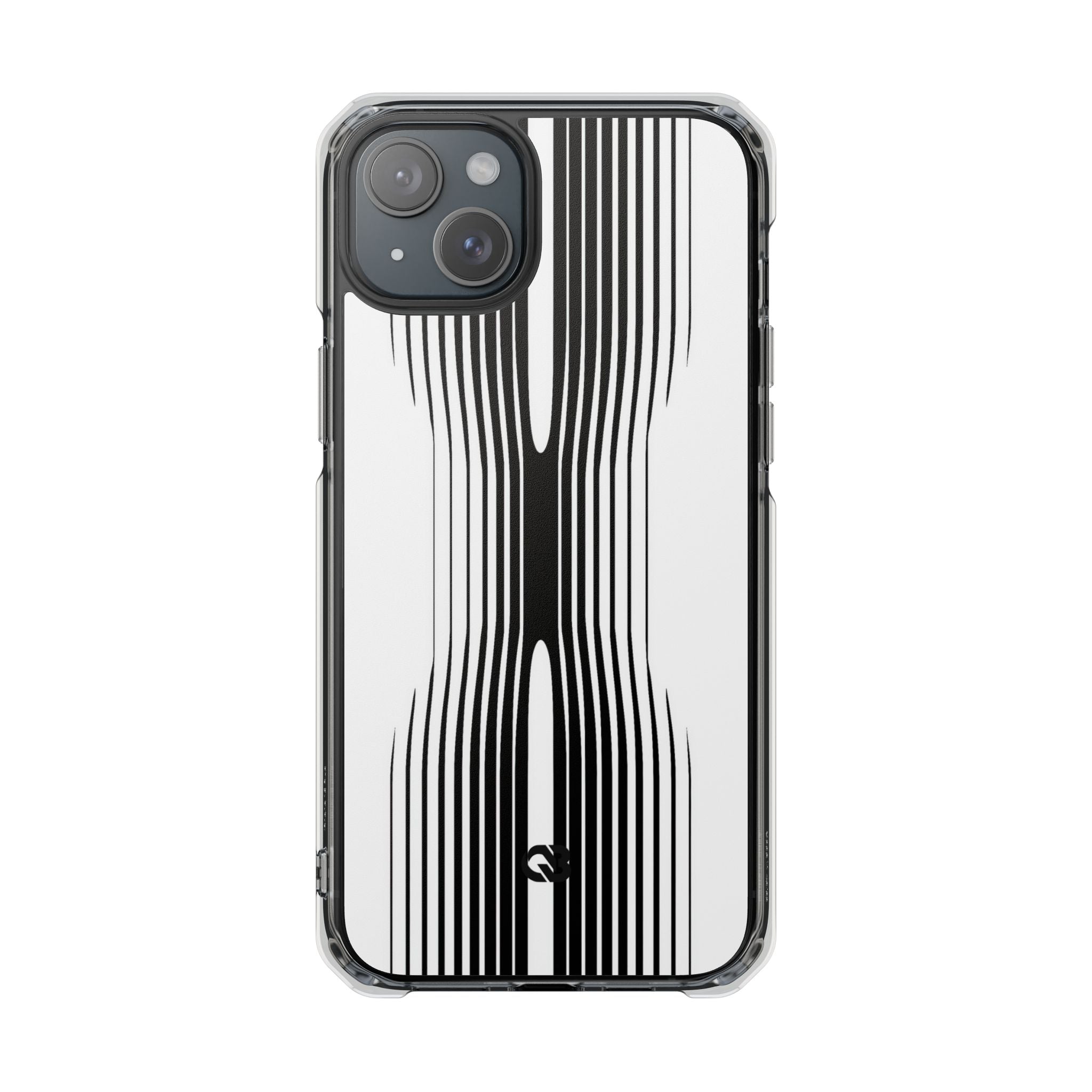 White Impact MagSafe Phone Case for iPhone - Kinetic Mono Distortion