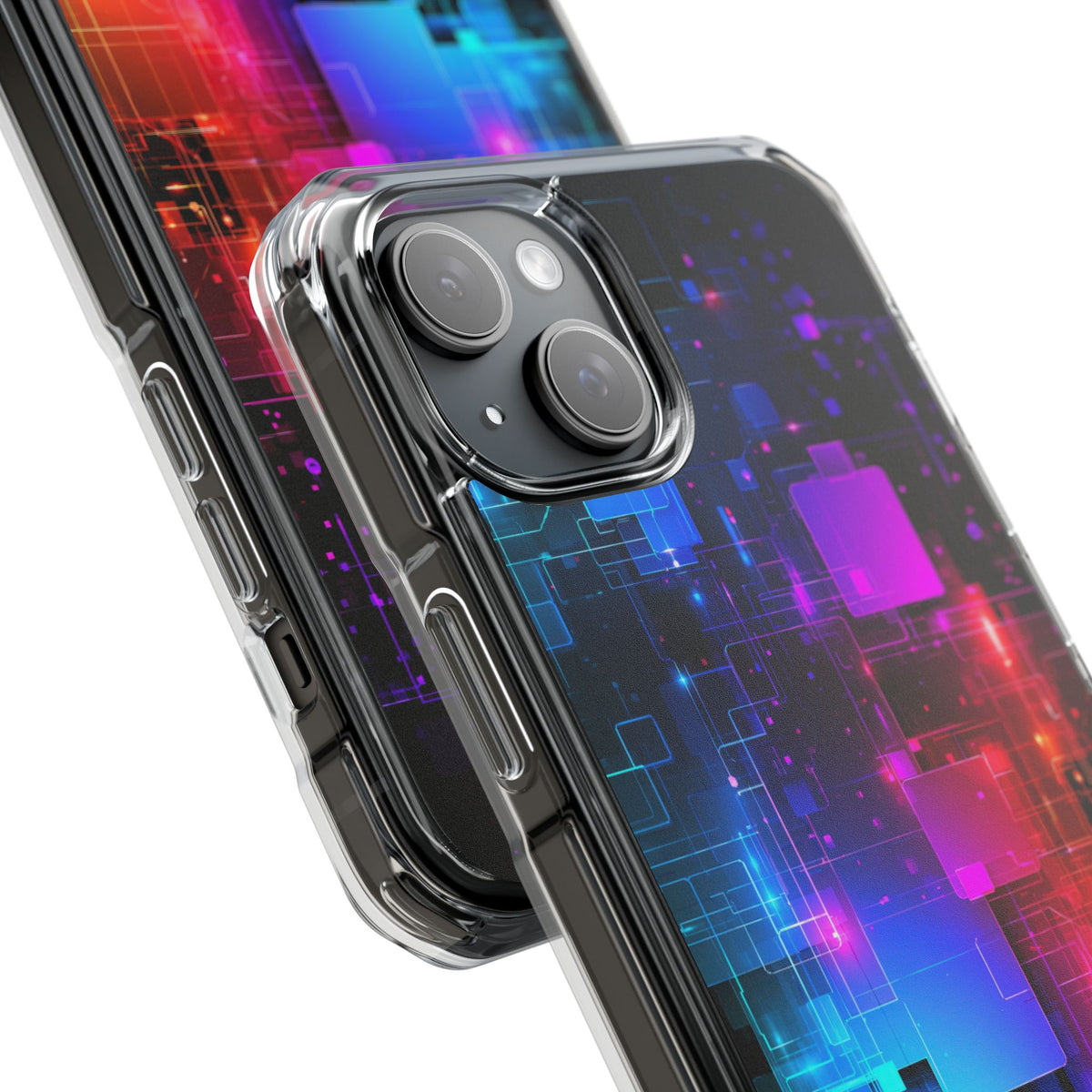 Spectral Circuit Grid · Clear Impact Magnetic Phone Case for iPhone · Black