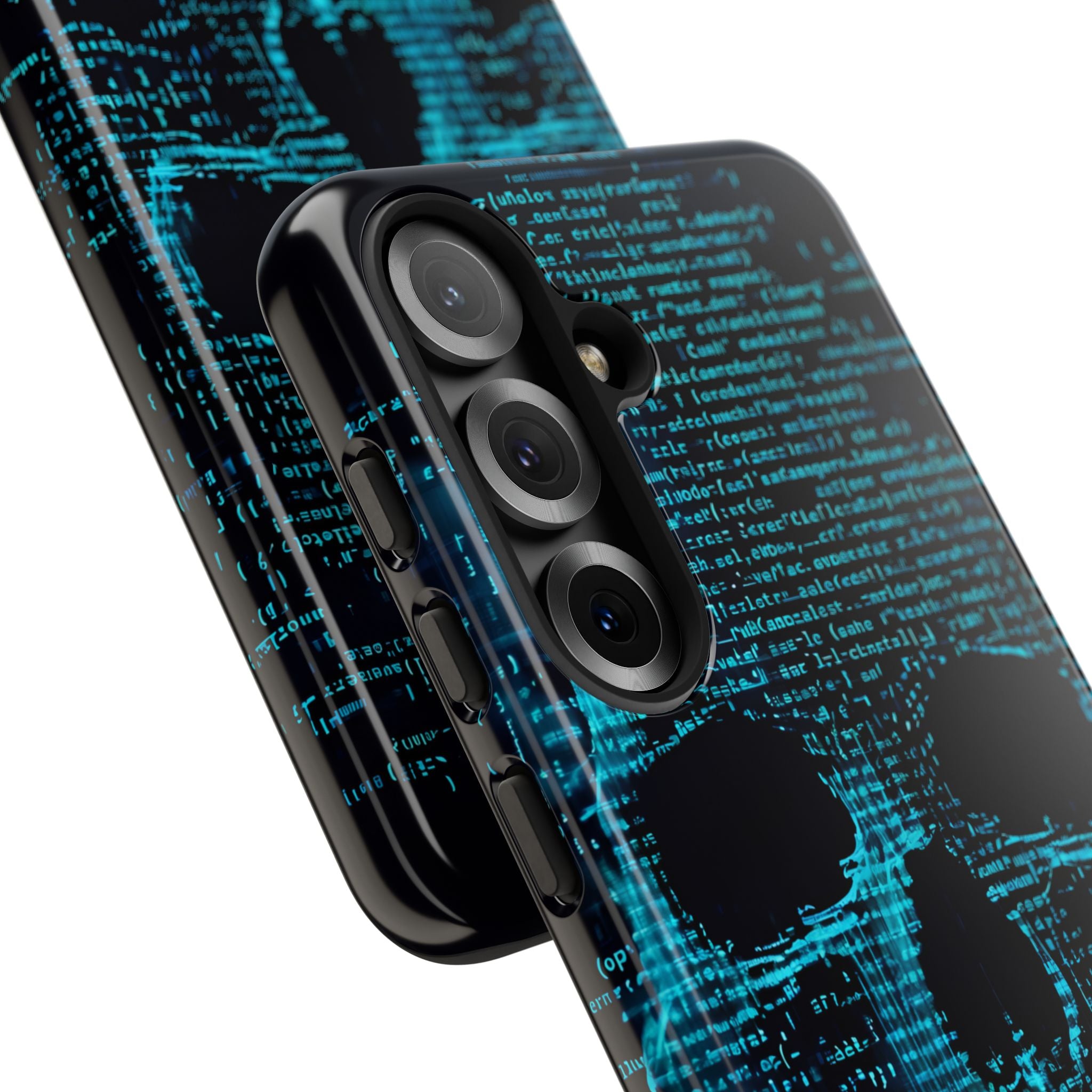 Cyan Glitch Skull · Tough Phone Case for Samsung