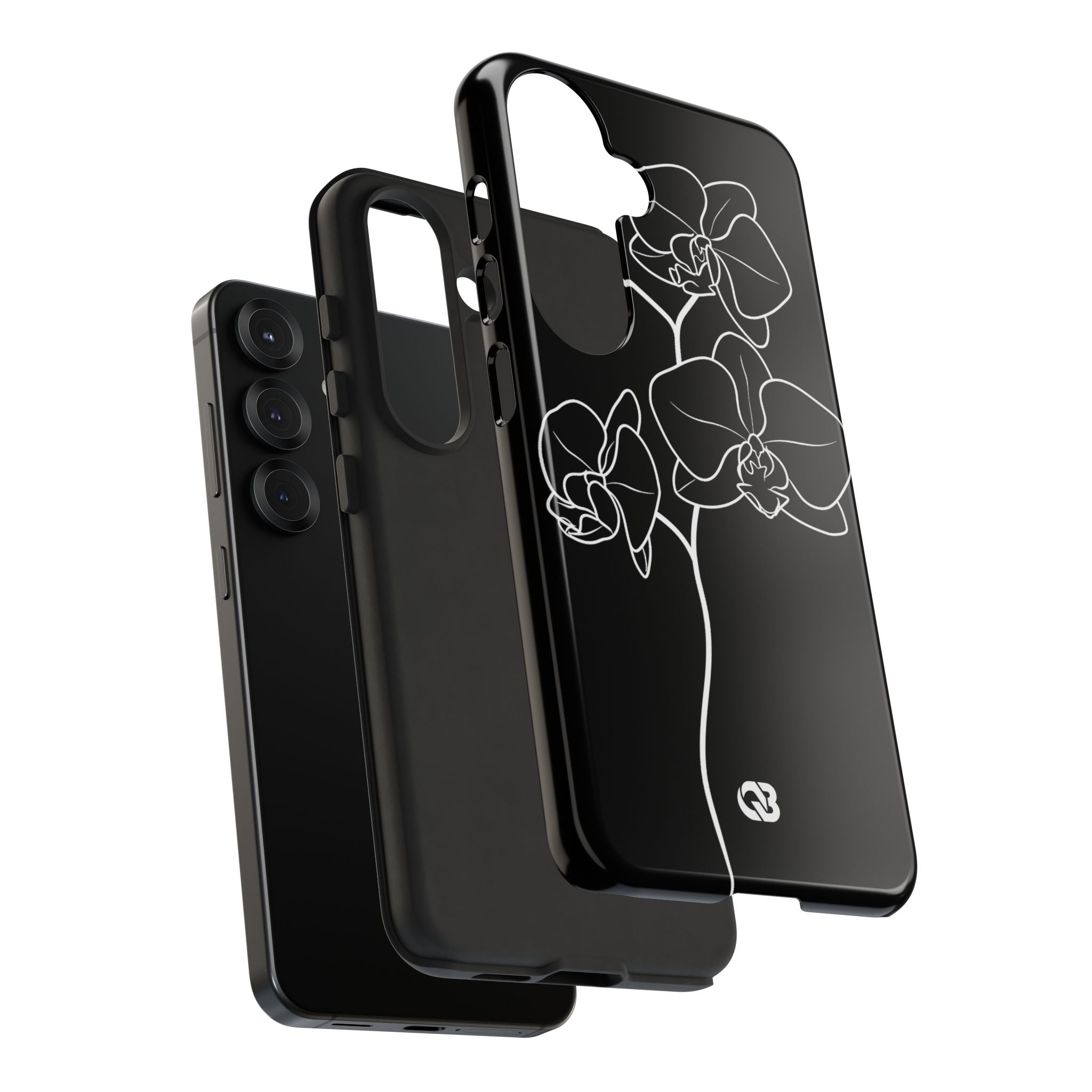 Black Tough Phone Case for Samsung - Noir Alabaster Orchid
