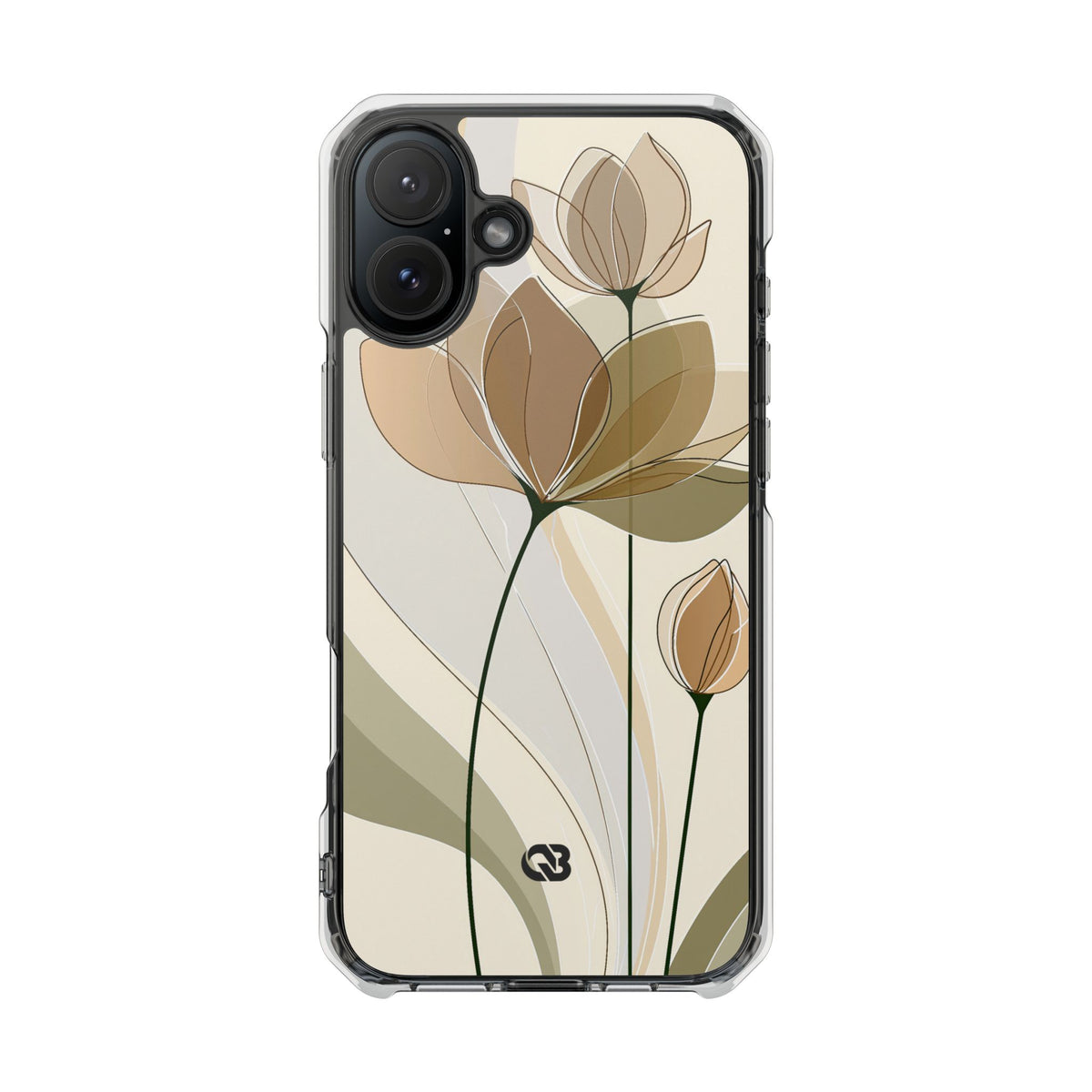 Translucent Petal Contour · Clear Impact Magnetic Phone Case for iPhone · Beige