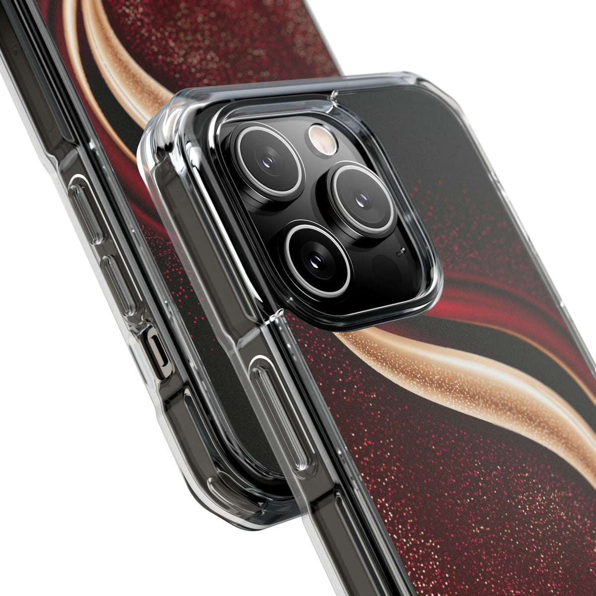 Gilded Crimson Flow · Clear Impact Magnetic Phone Case for iPhone · Red