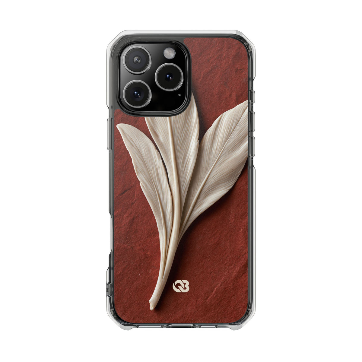Carved Ivory Plume · Clear Impact Magnetic Phone Case for iPhone · Red