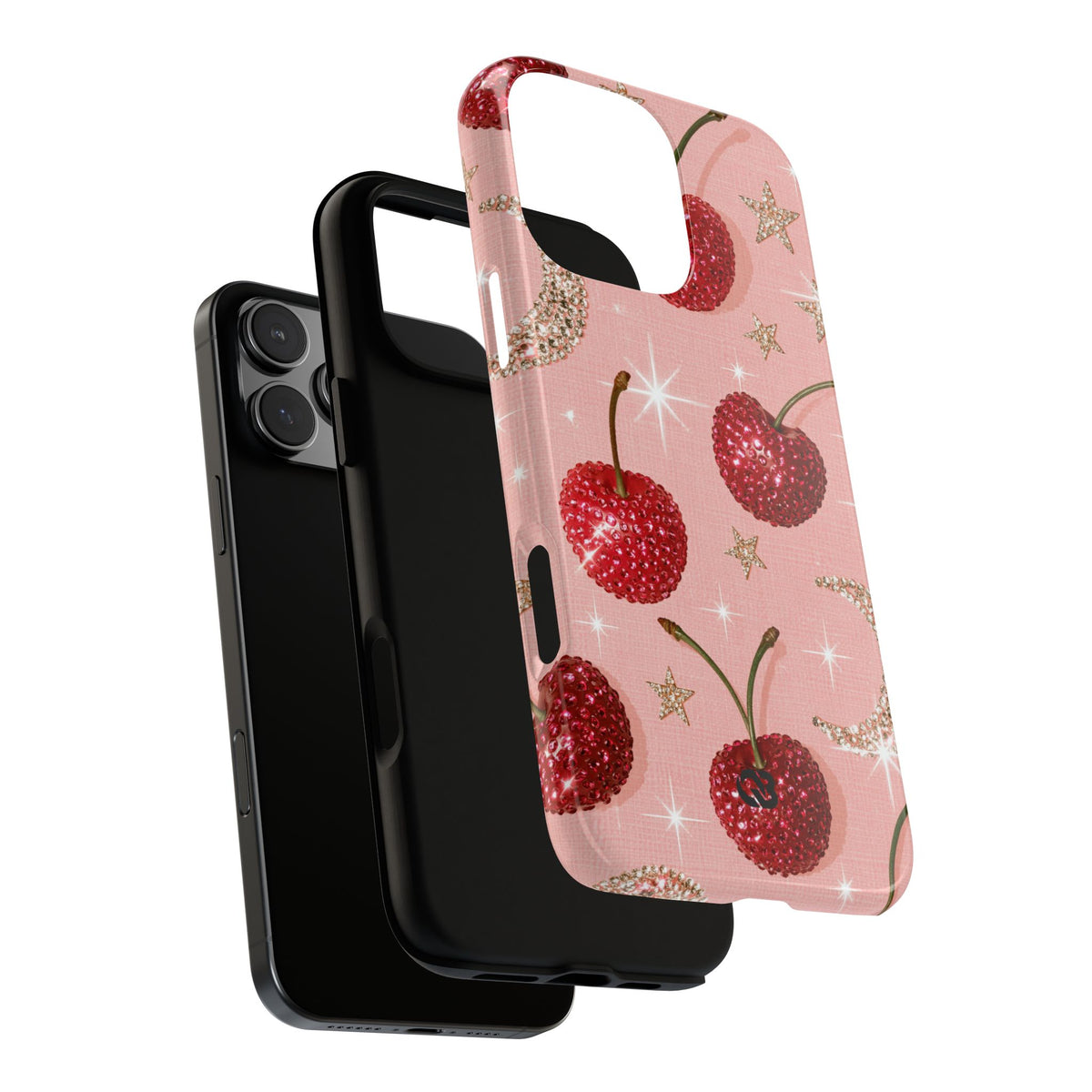 Bedazzled Ruby Cherries · Tough Phone Case for iPhone · Pink