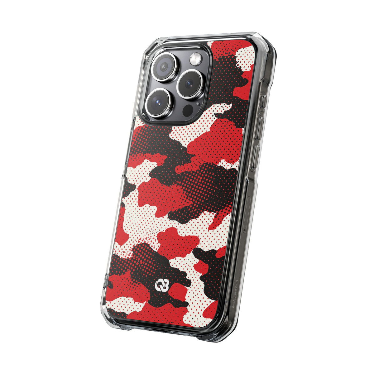 Crimson Halftone Camo · Clear Impact Magnetic Phone Case for iPhone · Red