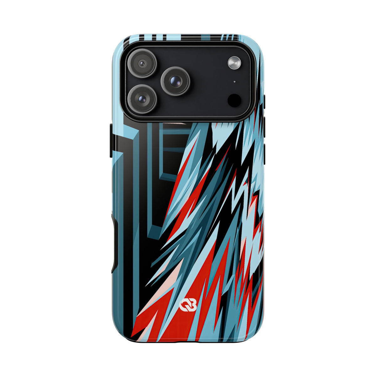 Blue Tough Phone Case for iPhone - Glitch Peak Cyan