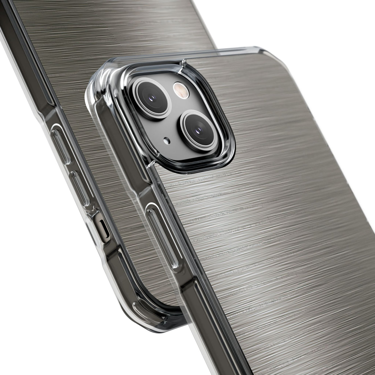 Grey Impact MagSafe Phone Case for iPhone - Brushed Industrial Steel