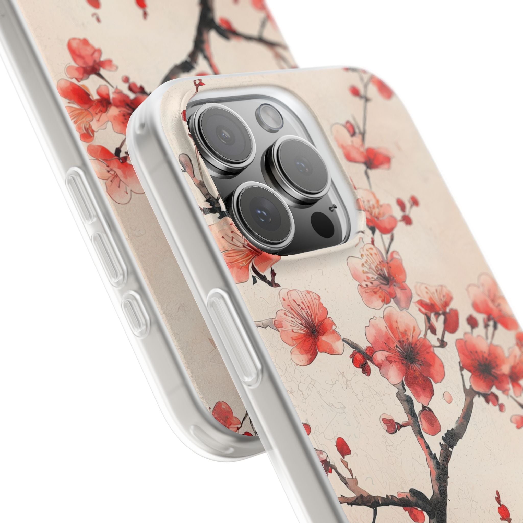 Crimson Silk Flora · Soft Custodia per iPhone