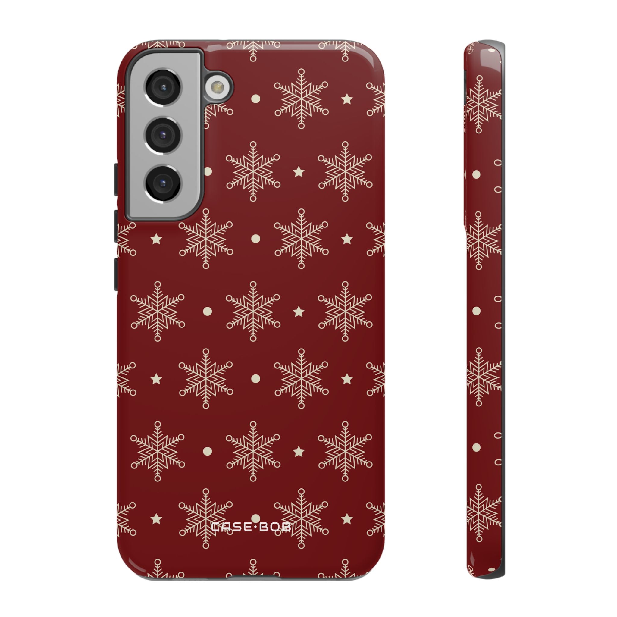 Cream Snowflake Crimson Samsung S22 Plus Skal - Tough