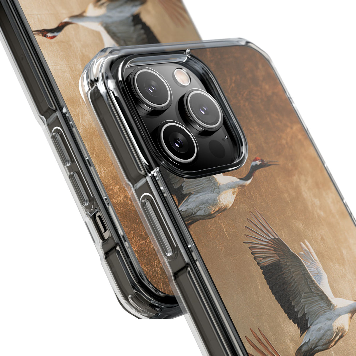 Golden Crane Flight · Clear Impact Magnetic Phone Case for iPhone · Gold