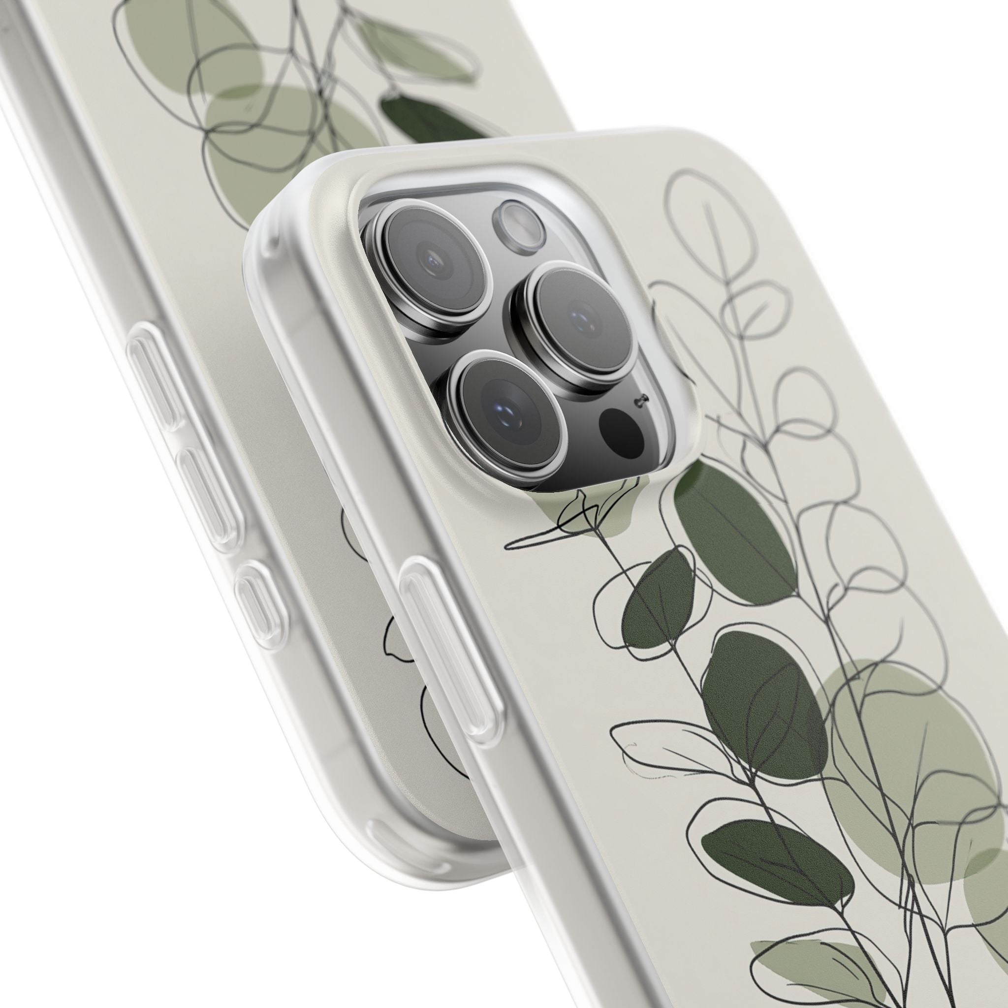 Green Lite Phone Case for iPhone - Muted Eucalyptus Sketch
