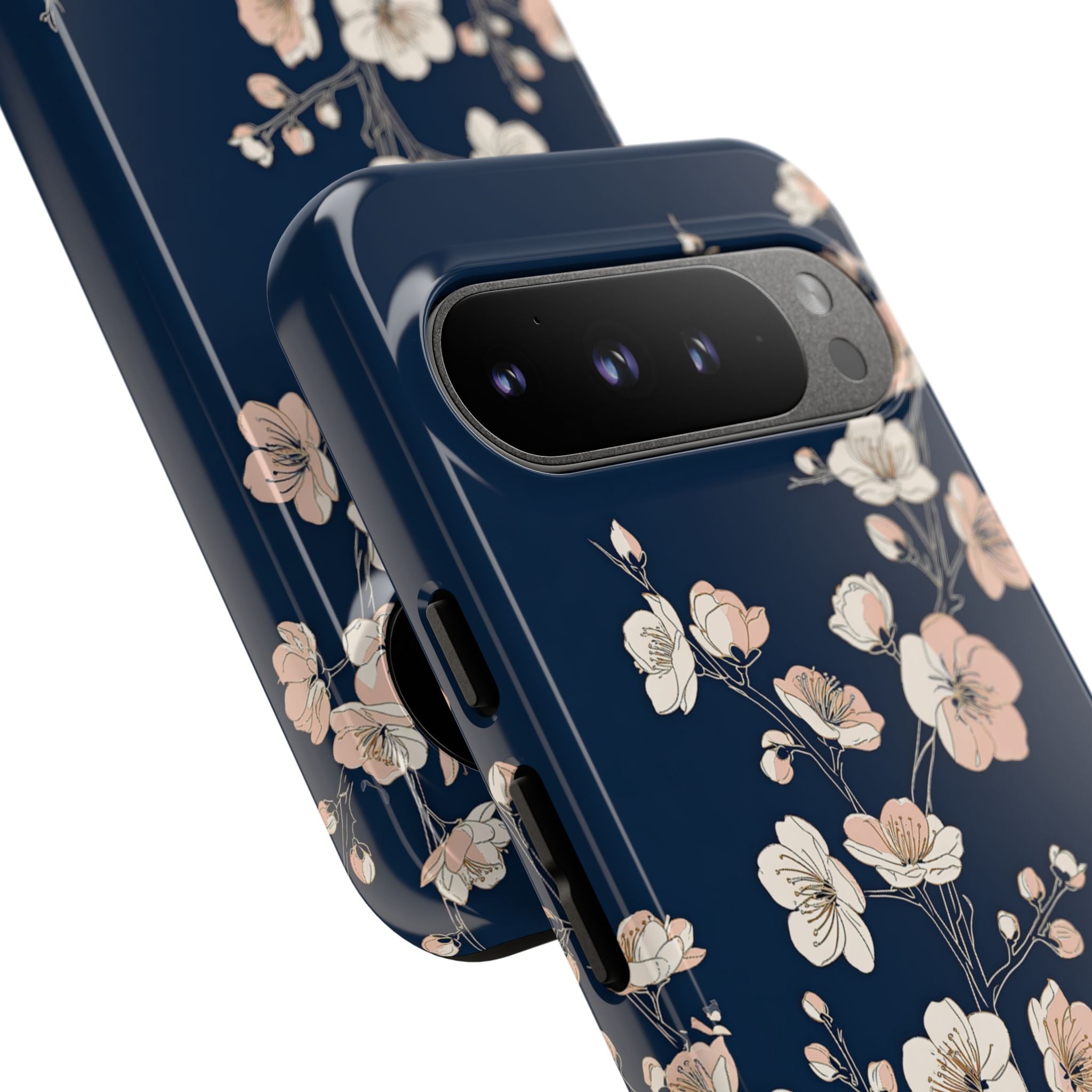 Blue Tough Phone Case for Google Pixel - Midnight Peach Sakura