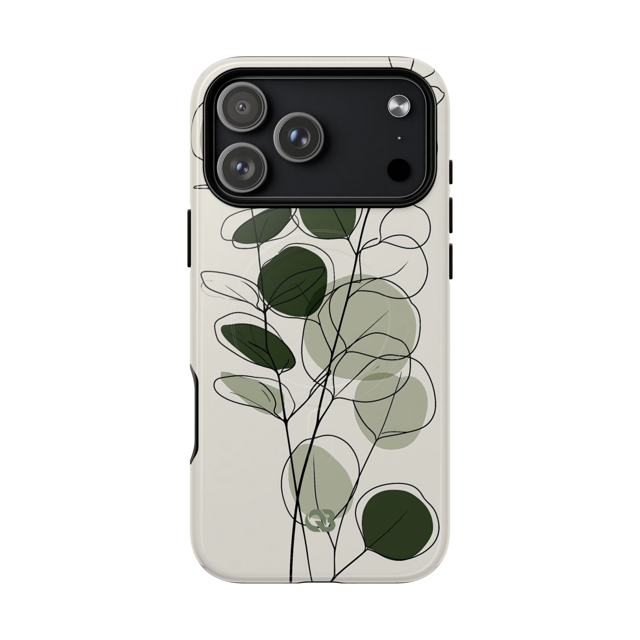 Green Tough 2.0 Magsafe Phone Case for iPhone - Muted Eucalyptus Sketch