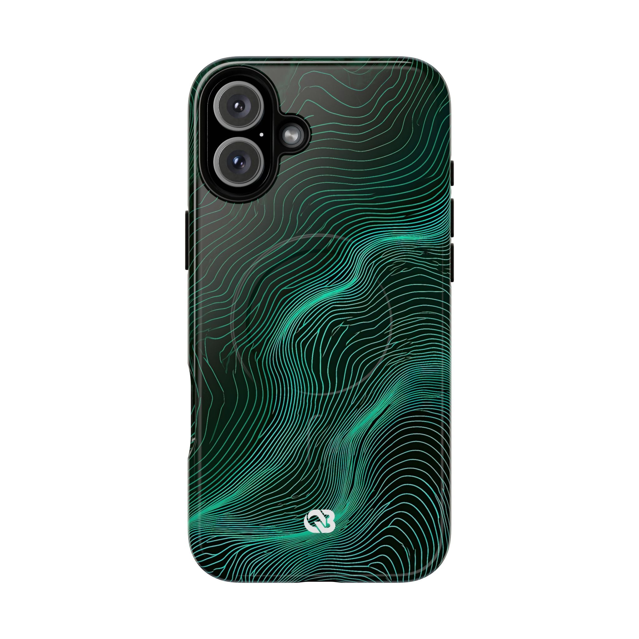 Teal Tough 2.0 Magsafe Phone Case for iPhone - Neon Jade Contour