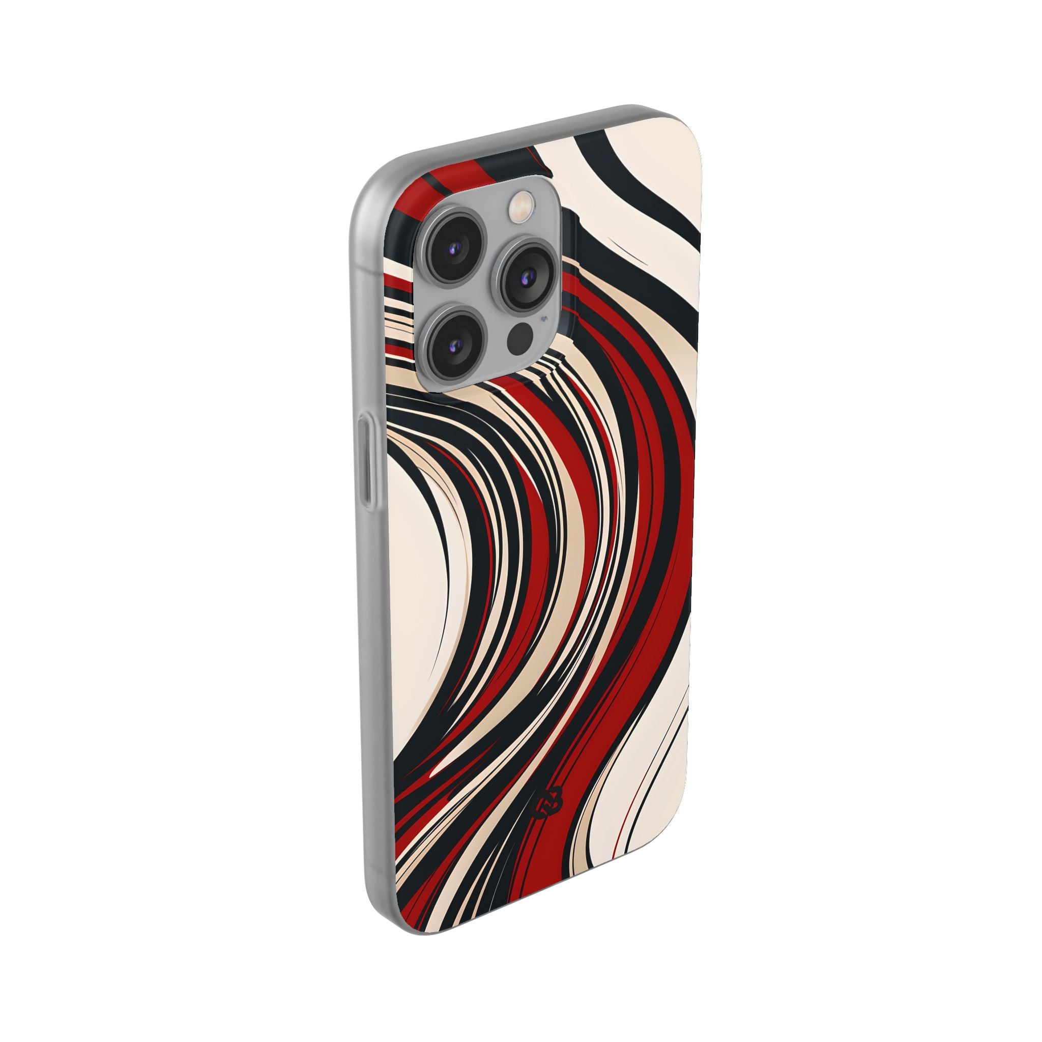 Crimson Flow Waves · Soft Phone Case for iPhone