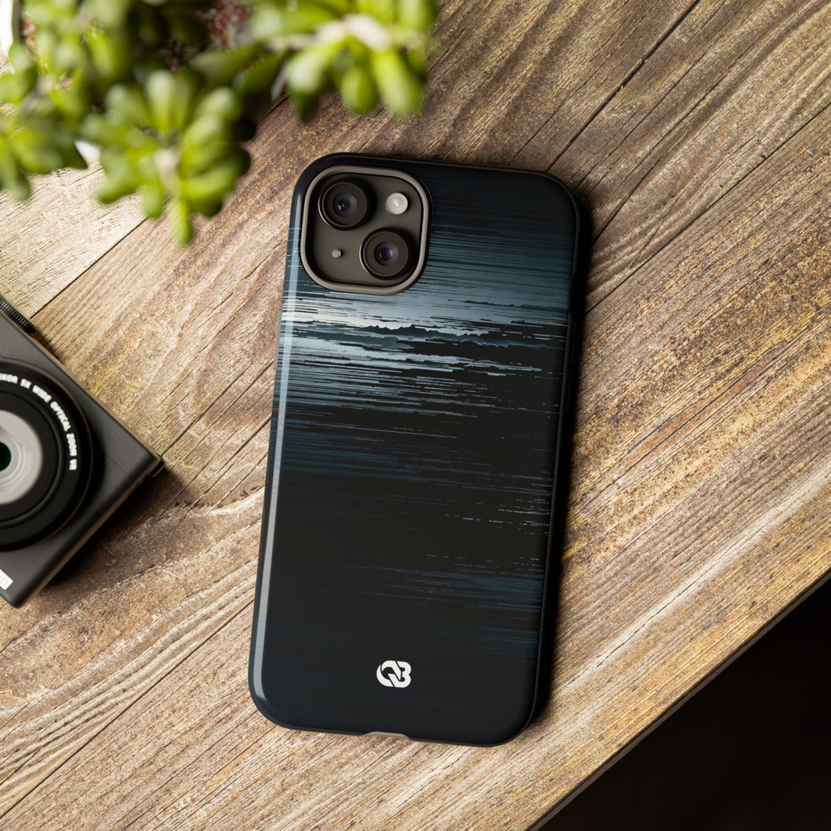 Black Tough Phone Case for iPhone - Frozen Signal Glitch