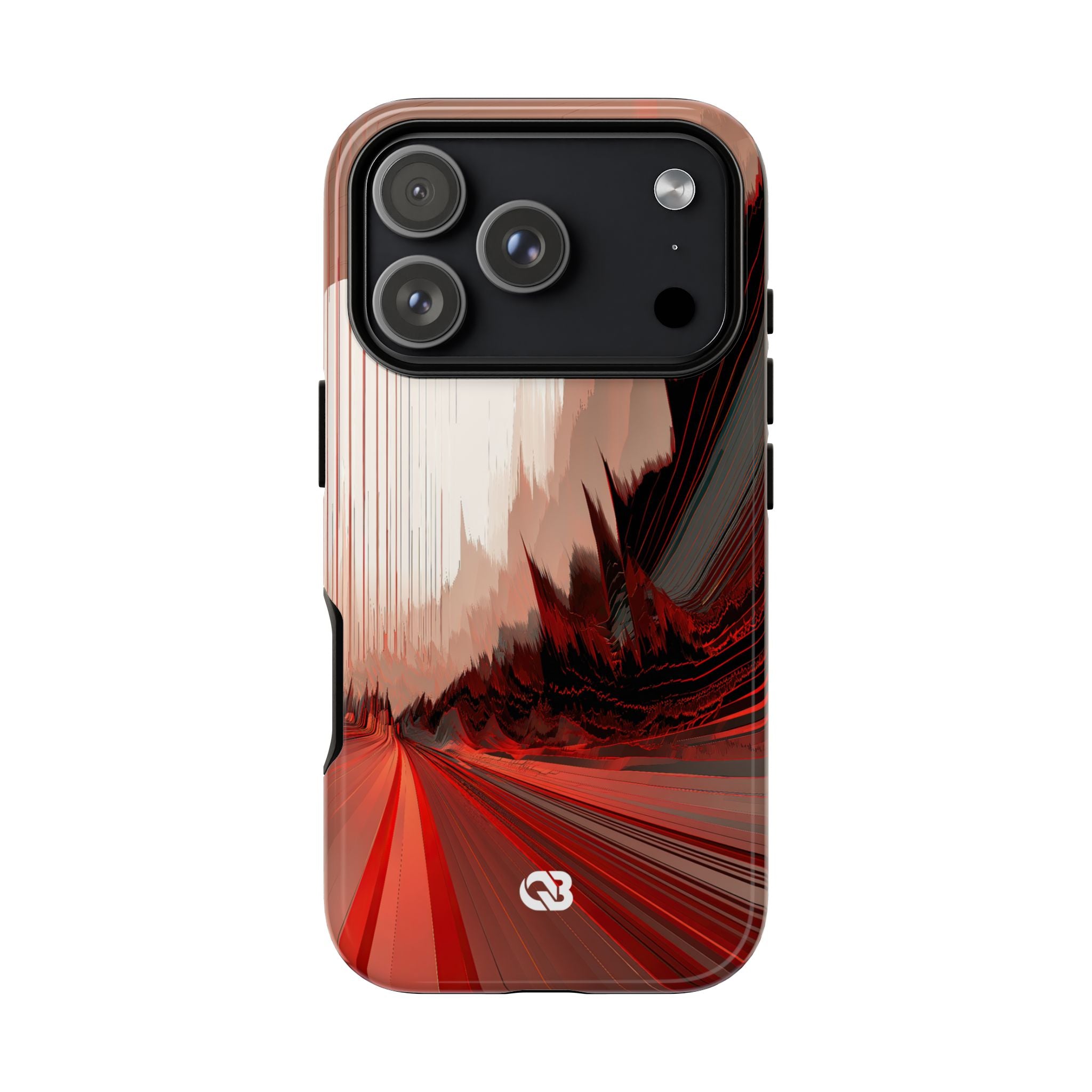 Red Tough Phone Case for iPhone - Crimson Pulse Horizon