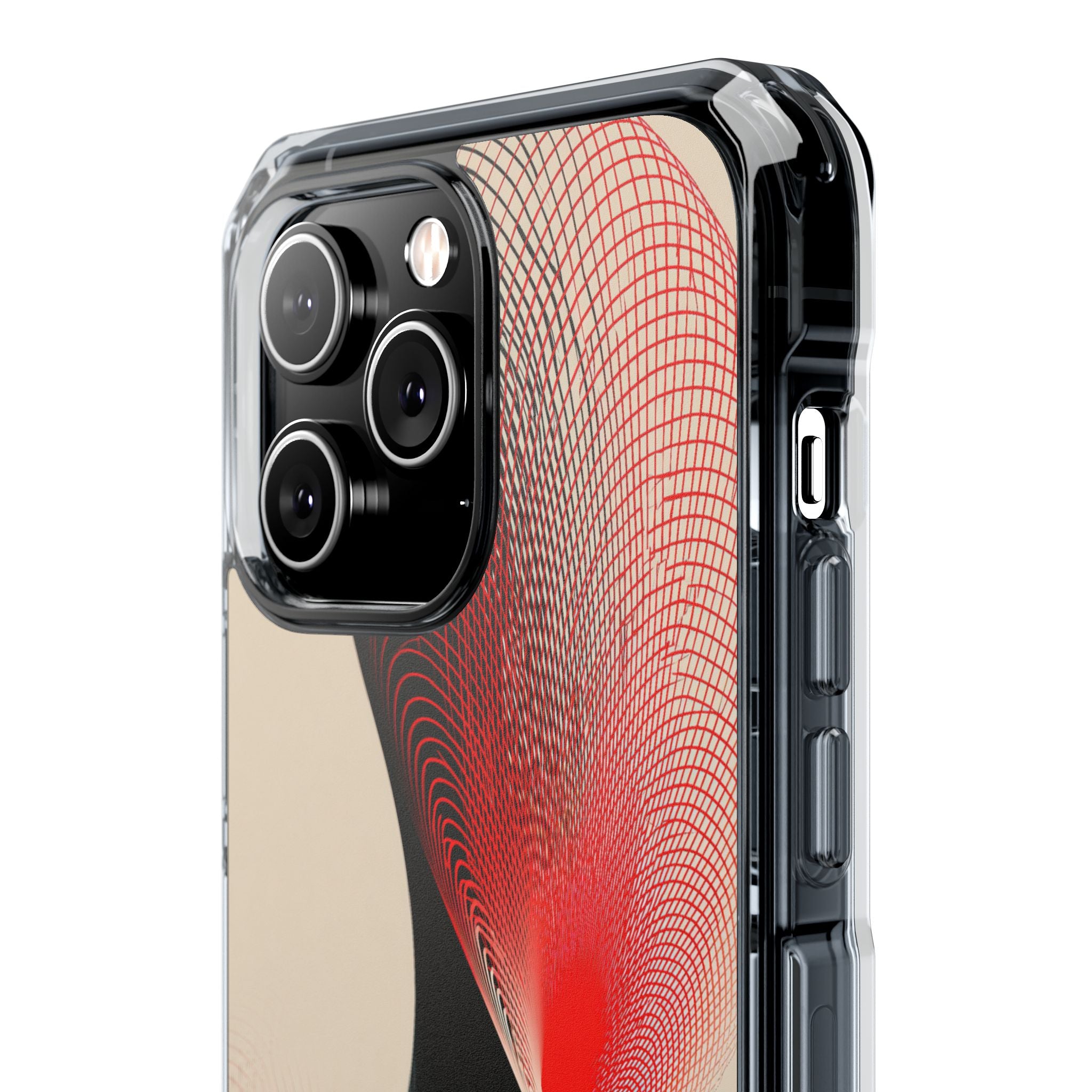 Red Impact MagSafe Phone Case for iPhone - Crimson Grid Vortex