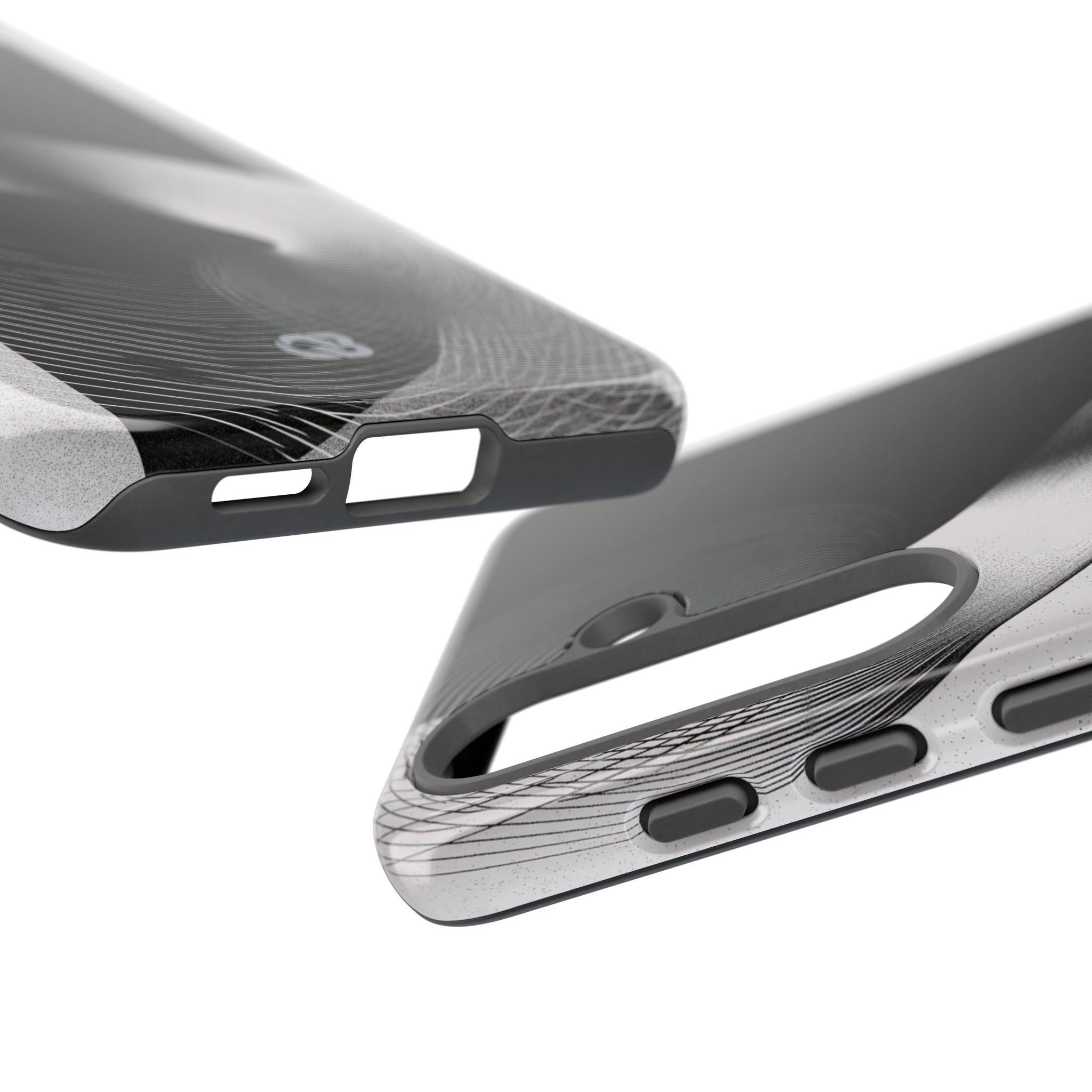 Grey Tough Phone Case for Samsung - Obsidian Moiré Wave